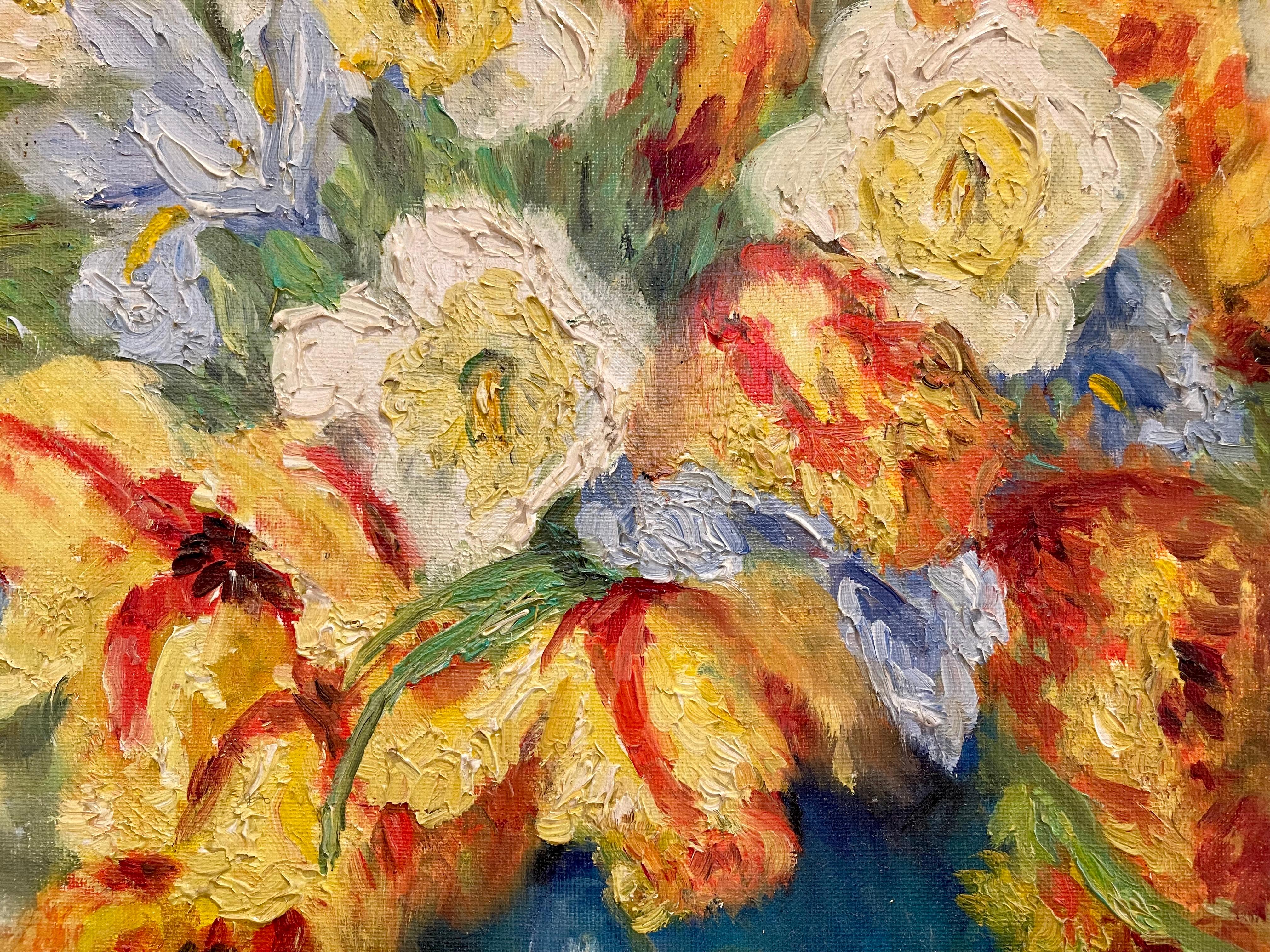 Marie-madeleine De Rasky - Tulips In A Vase For Sale 1