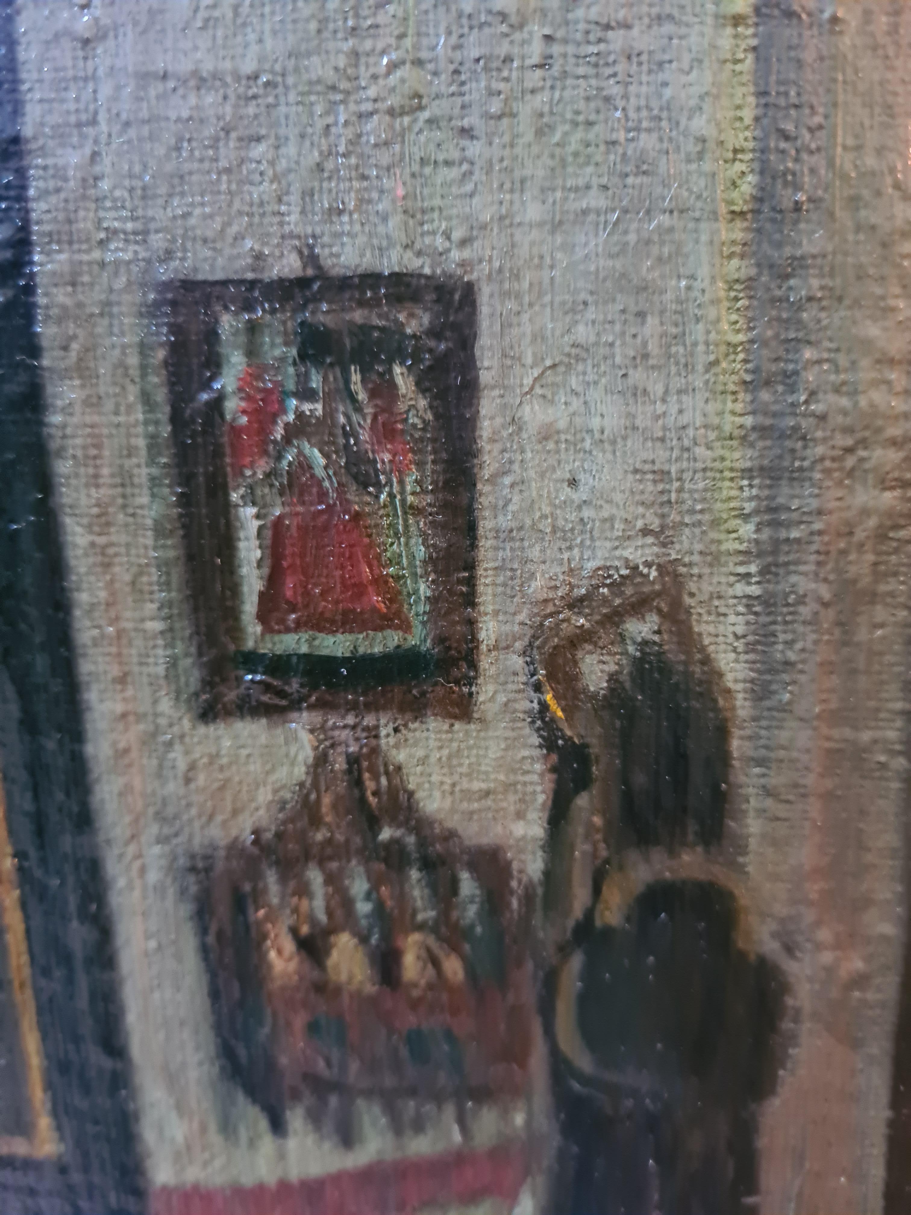 Pintura interior austriaca de finales del siglo XIX, El comedor. Óleo sobre tabla. 7