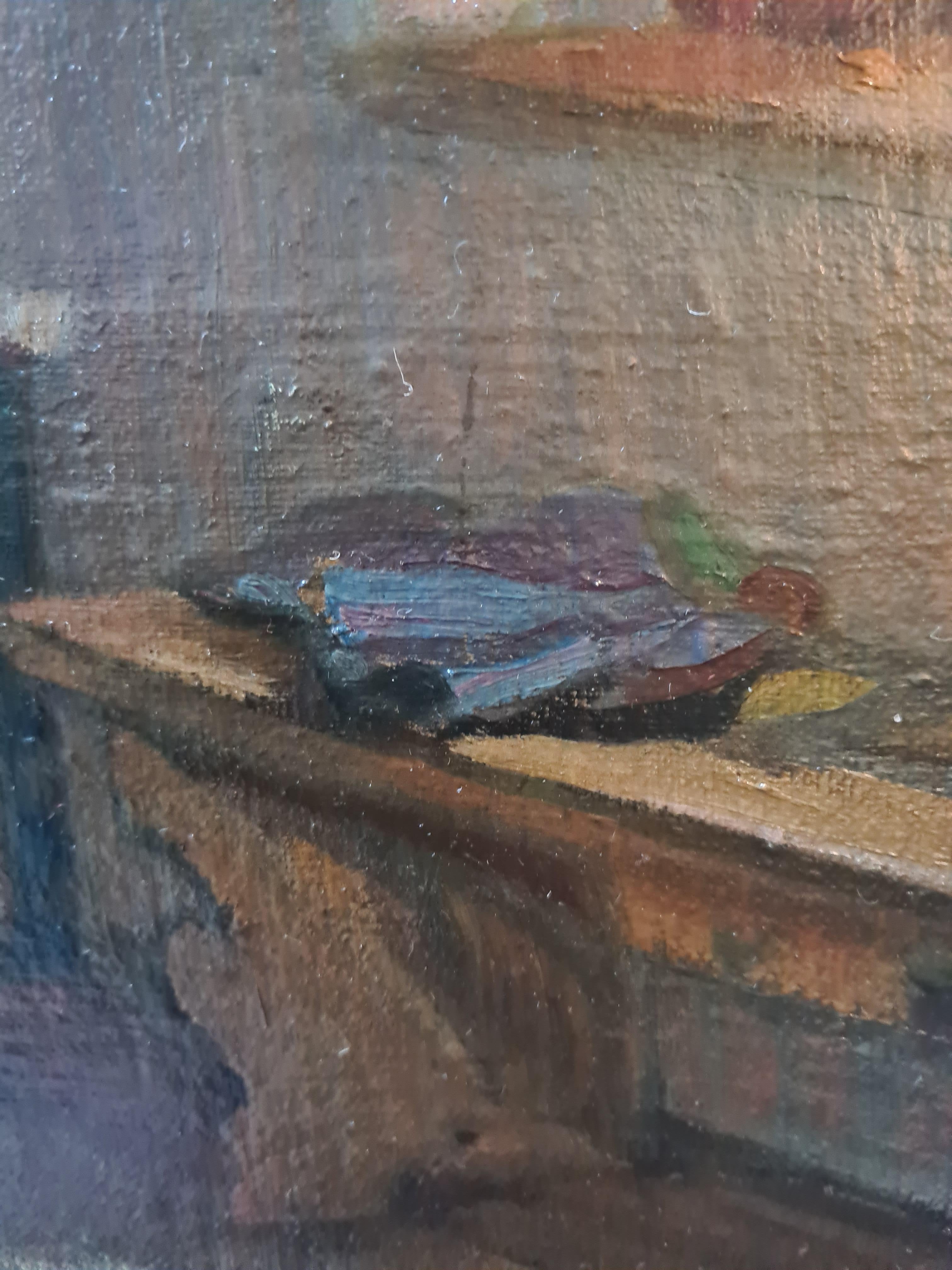 Pintura interior austriaca de finales del siglo XIX, El comedor. Óleo sobre tabla. 3