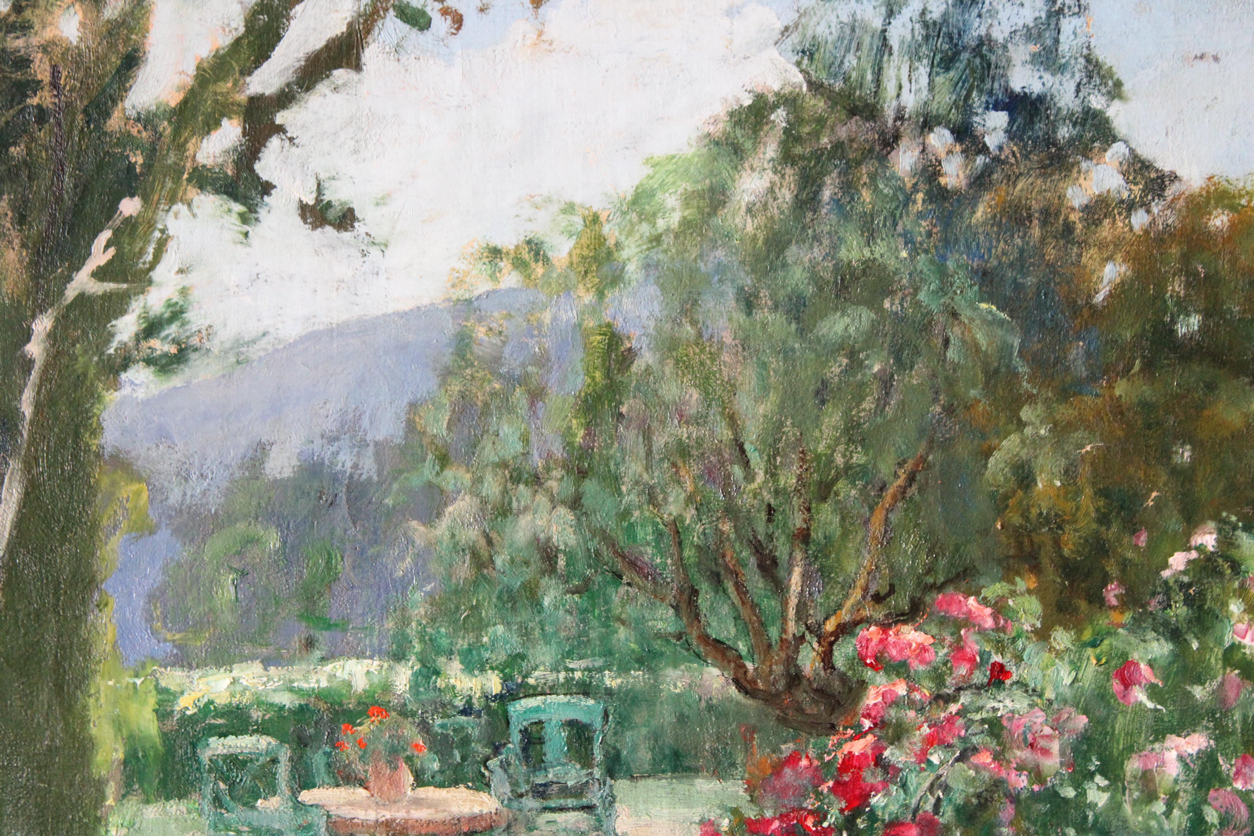 Landscape oil Painting, Garden landscape, mountain landscape, French art For Sale 8