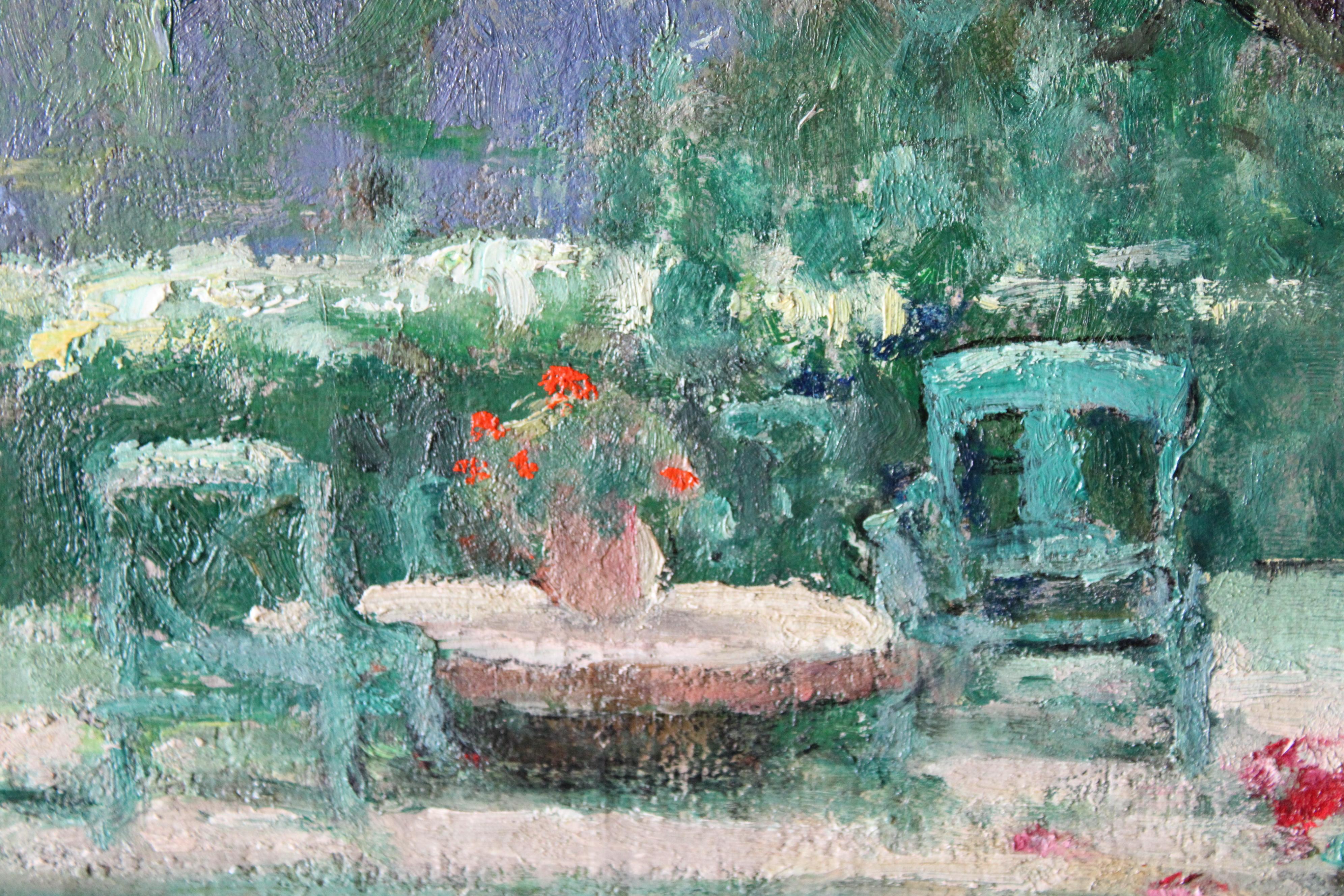Landscape oil Painting, Garden landscape, mountain landscape, French art For Sale 9