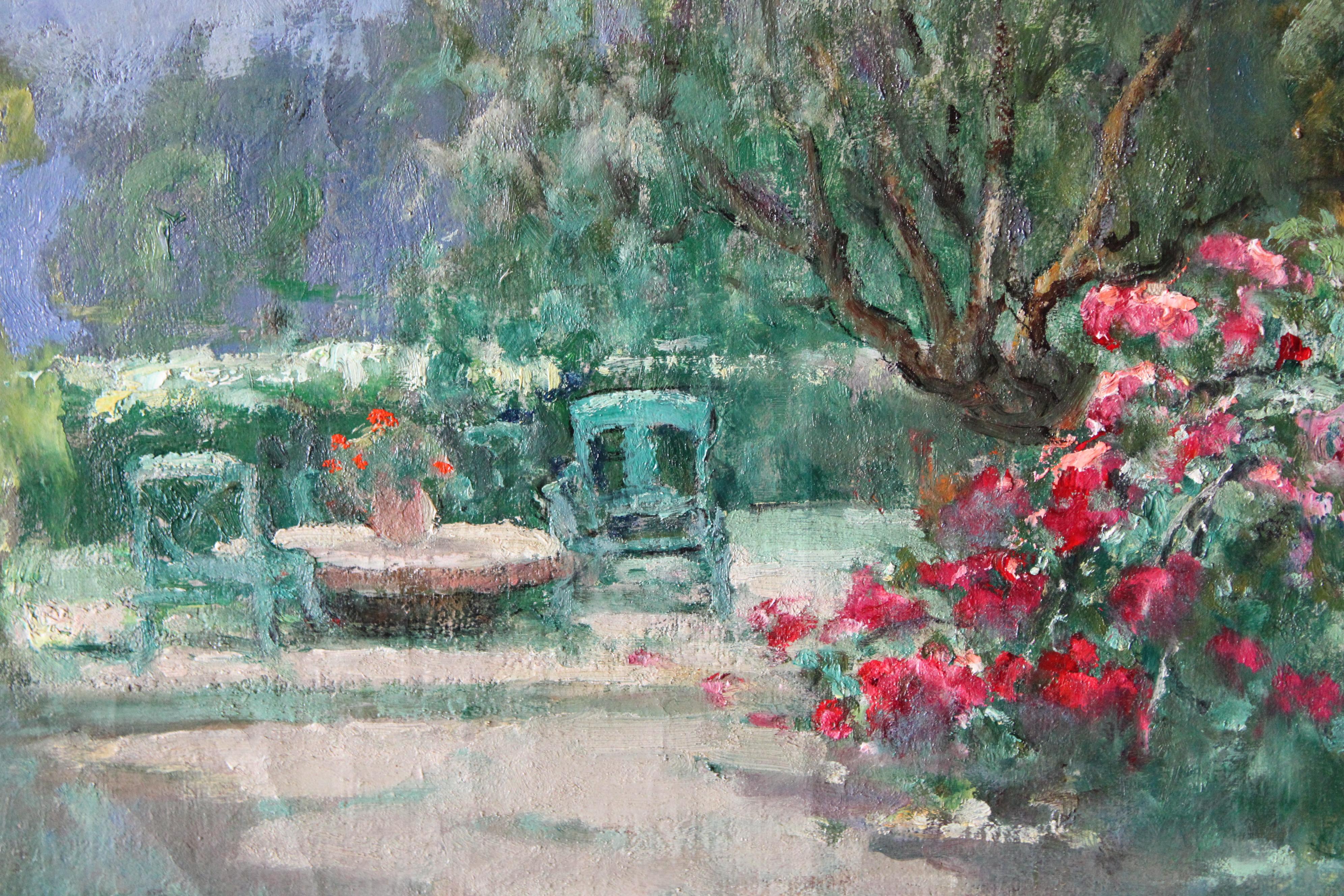 Landscape oil Painting, Garden landscape, mountain landscape, French art For Sale 1