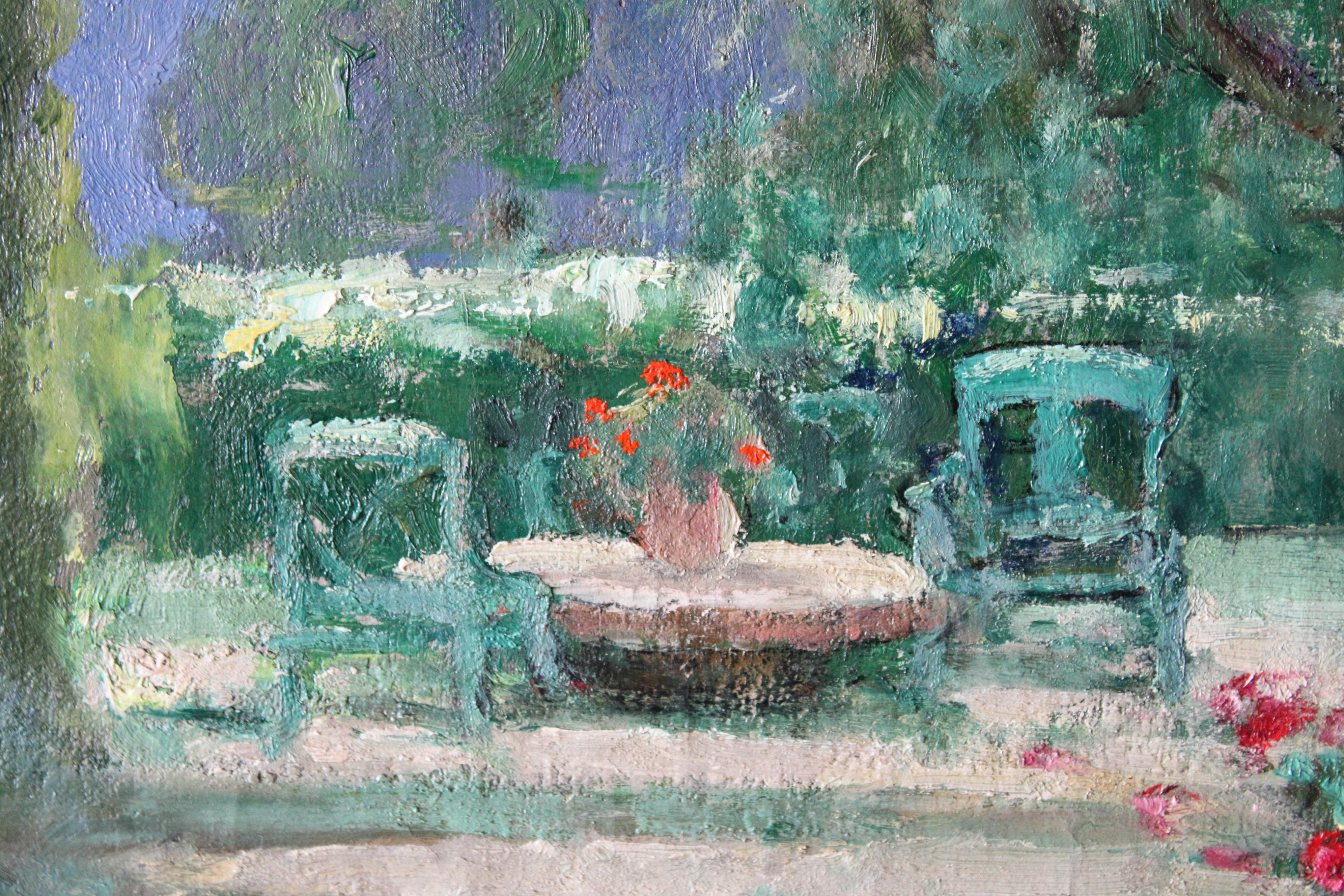 Landscape oil Painting, Garden landscape, mountain landscape, French art For Sale 2