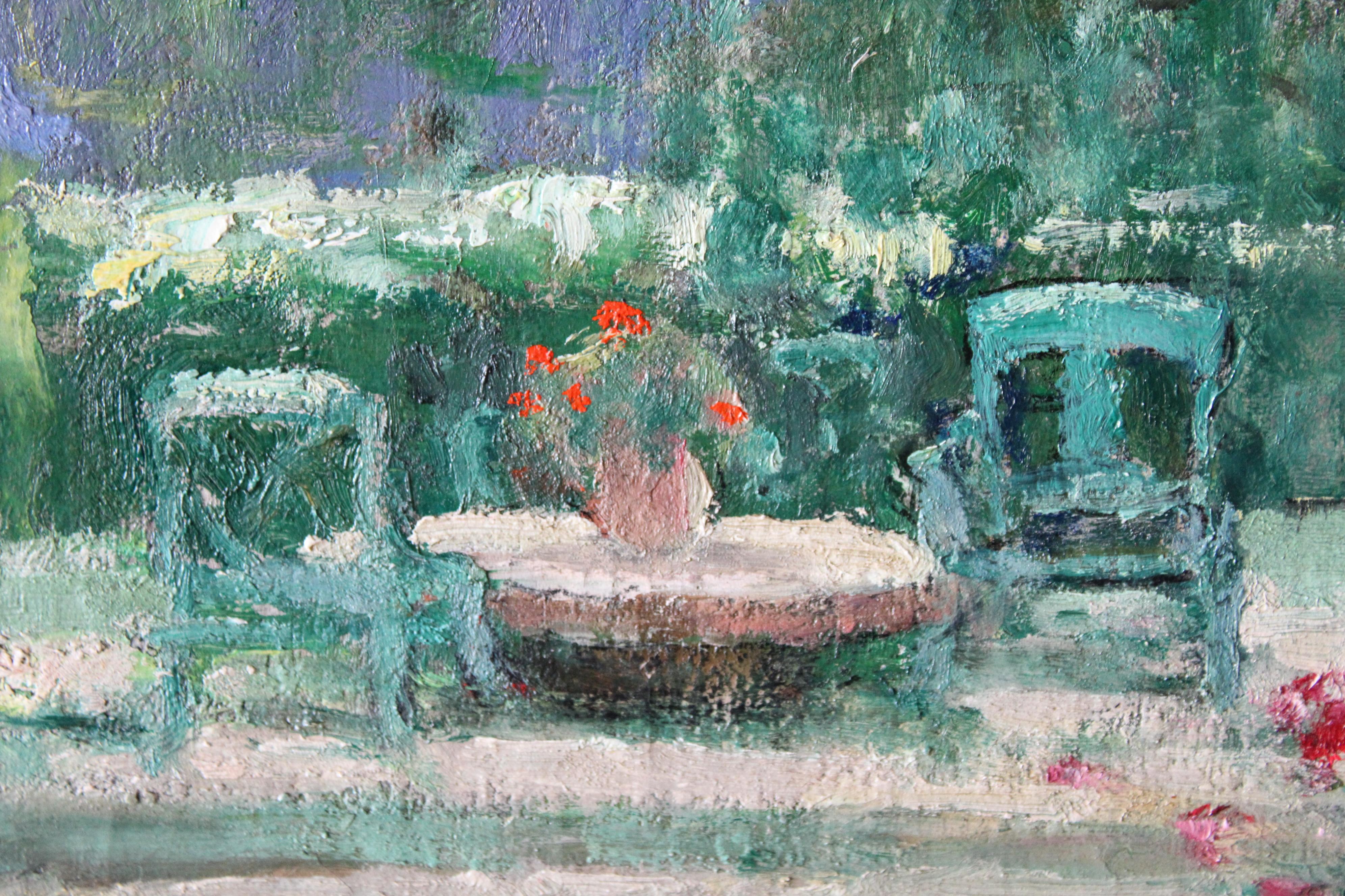 Landscape oil Painting, Garden landscape, mountain landscape, French art For Sale 4