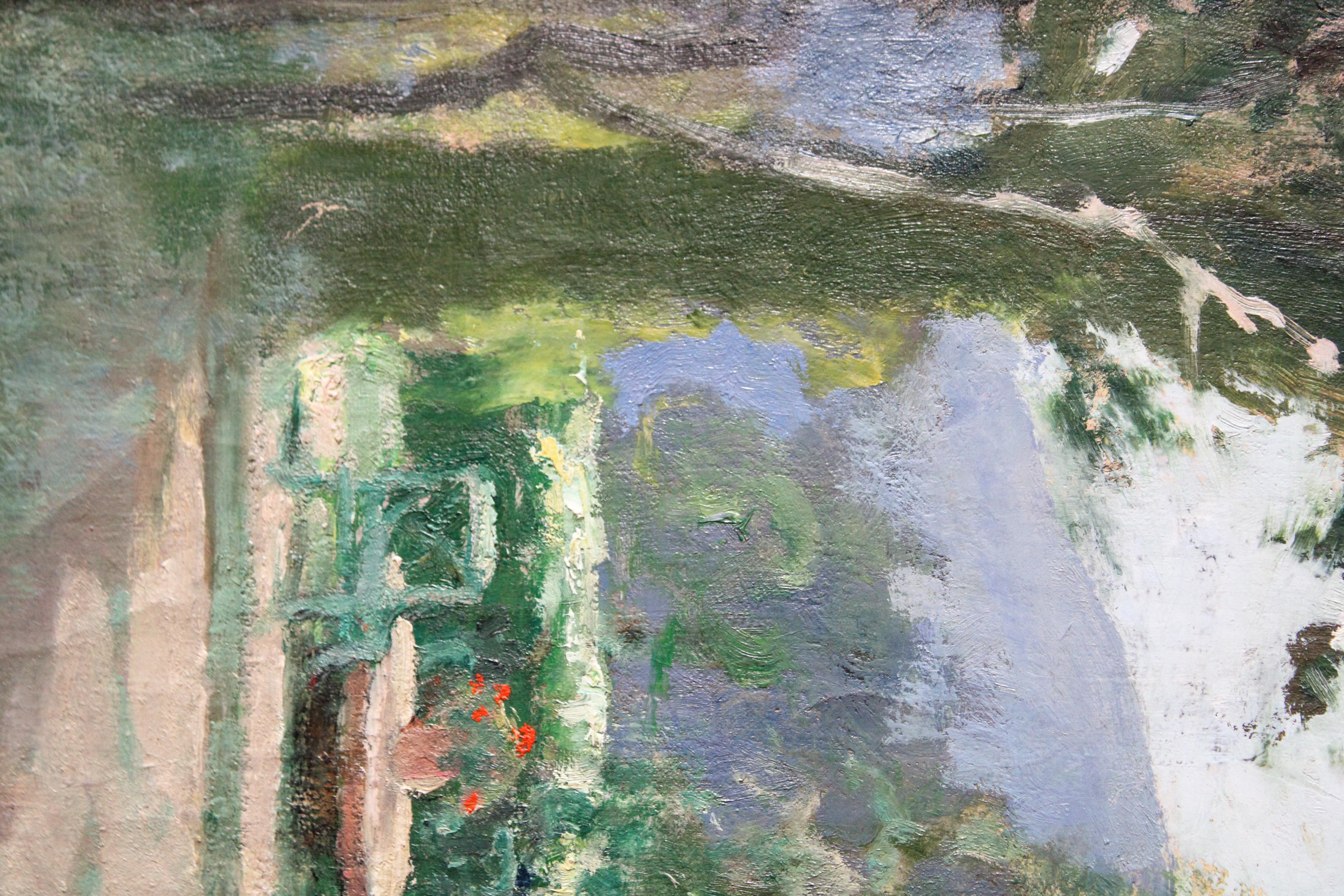 Landscape oil Painting, Garden landscape, mountain landscape, French art For Sale 4