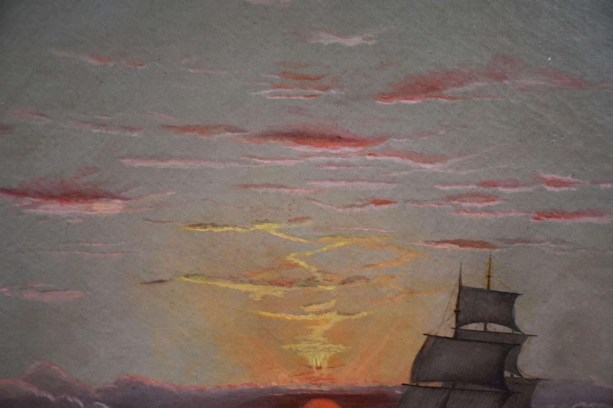 « Grand Manan Island Cliffs, Maine », Marie Medora Ross, paysage marin au coucher du soleil en vente 1