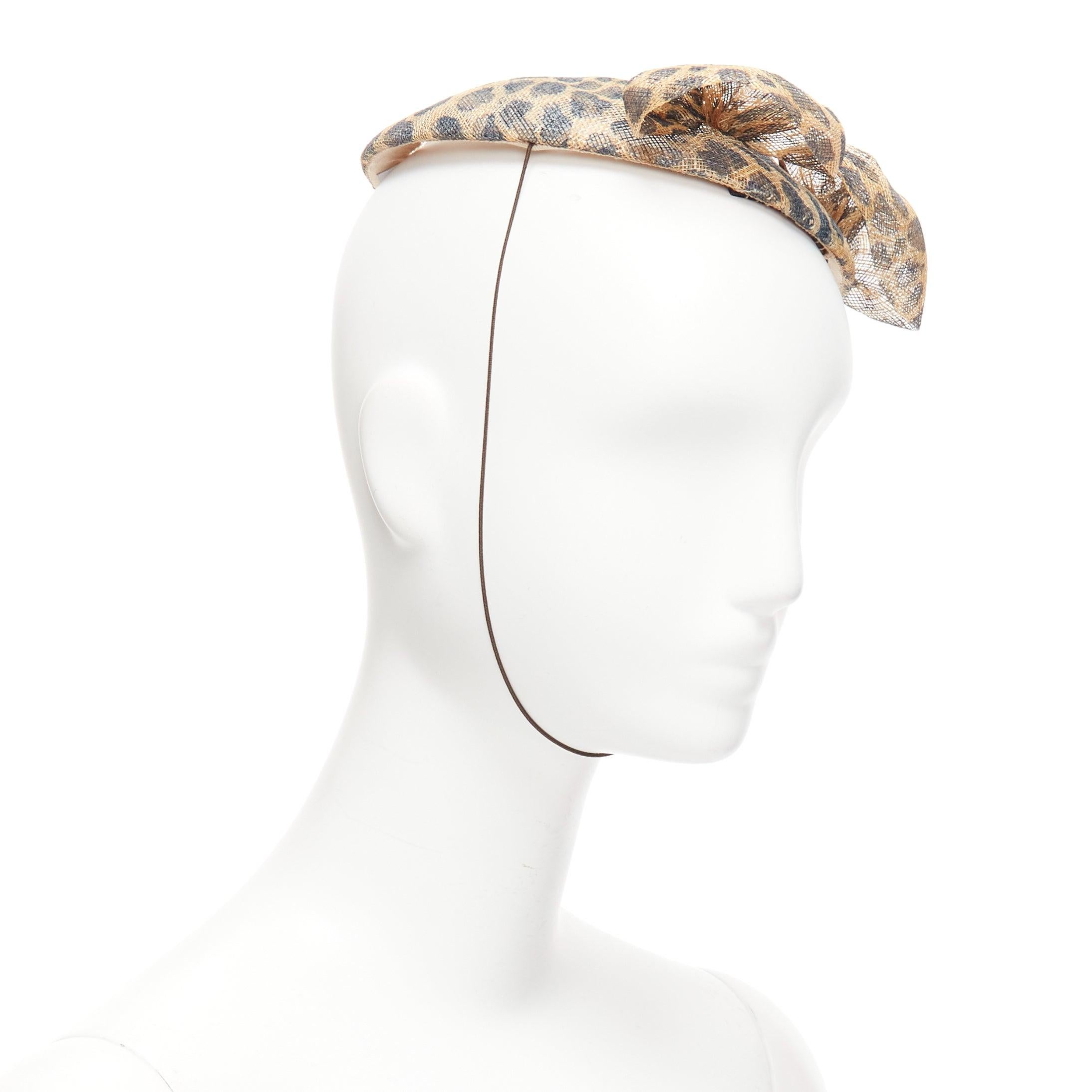 Grigio Cappello fascinatore con fiocco leopardato marrone MARIE MERCIE in vendita