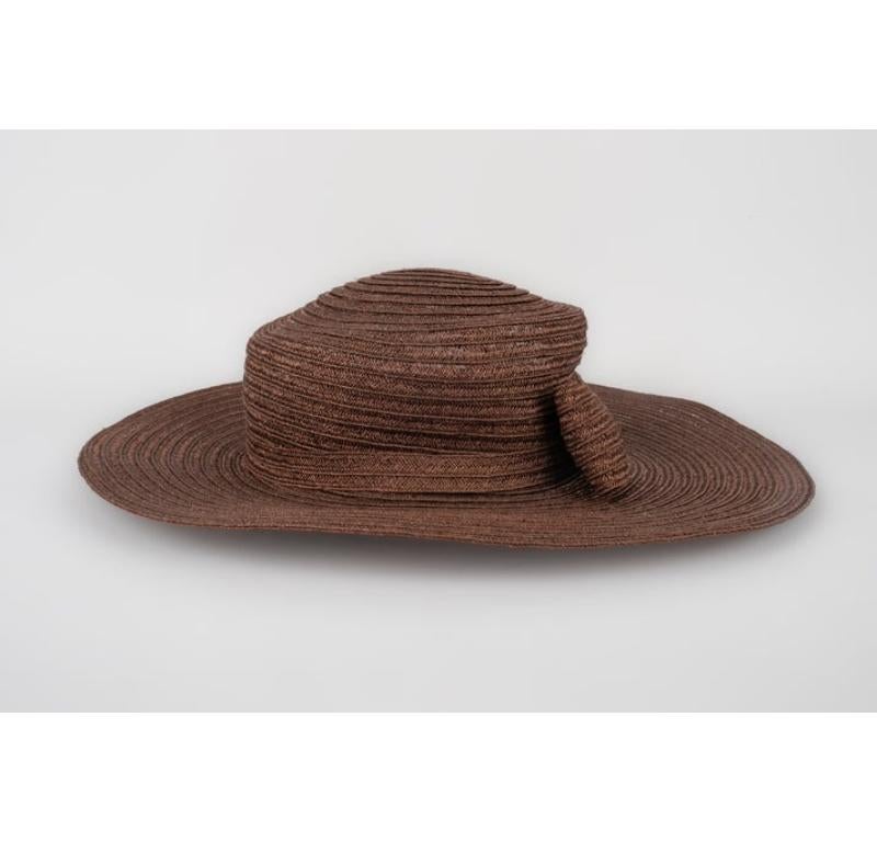 Marie Mercié Brown Straw Hat In Excellent Condition For Sale In SAINT-OUEN-SUR-SEINE, FR