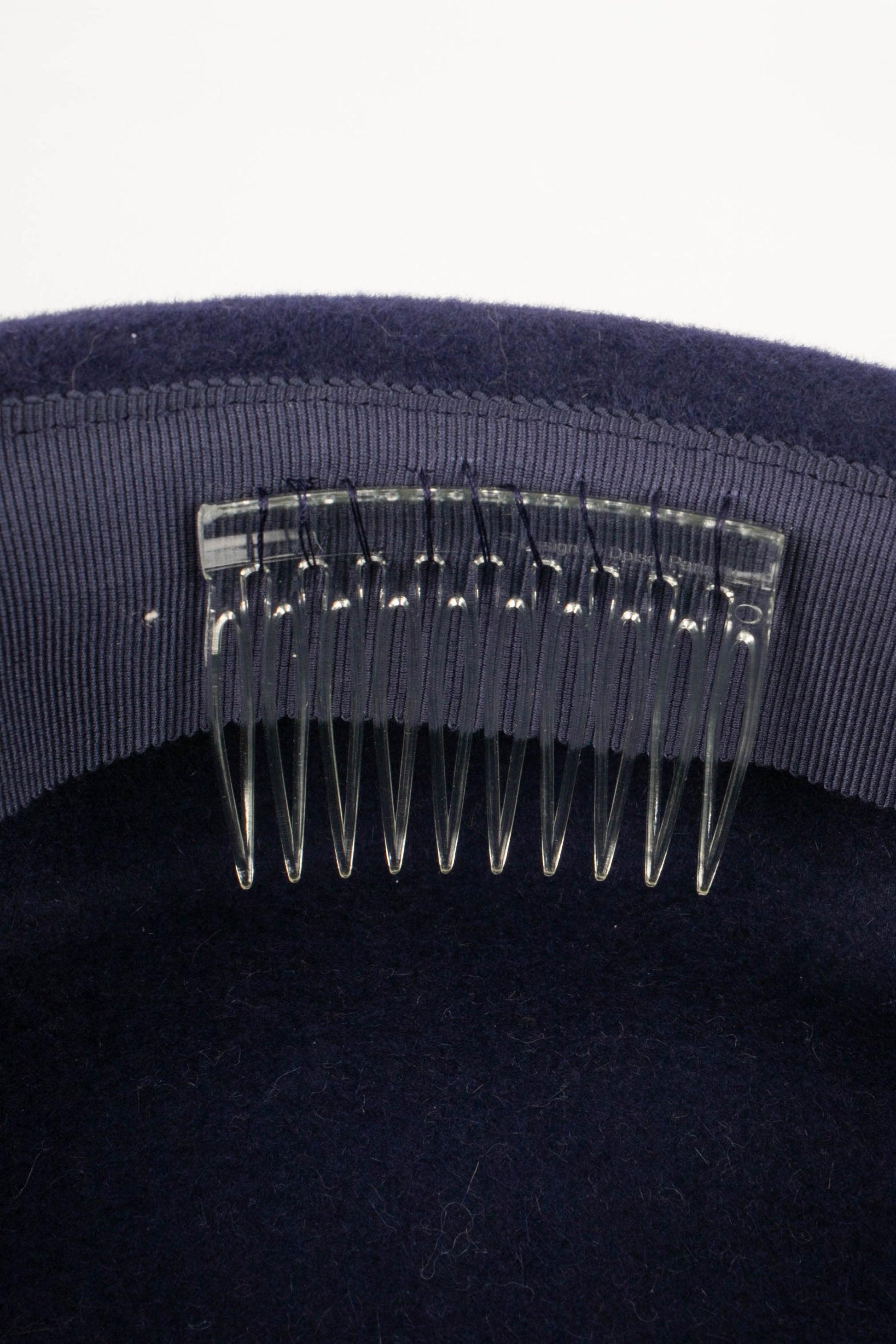 Marie Mercié Navy-Blue Moleskin Hat For Sale 2