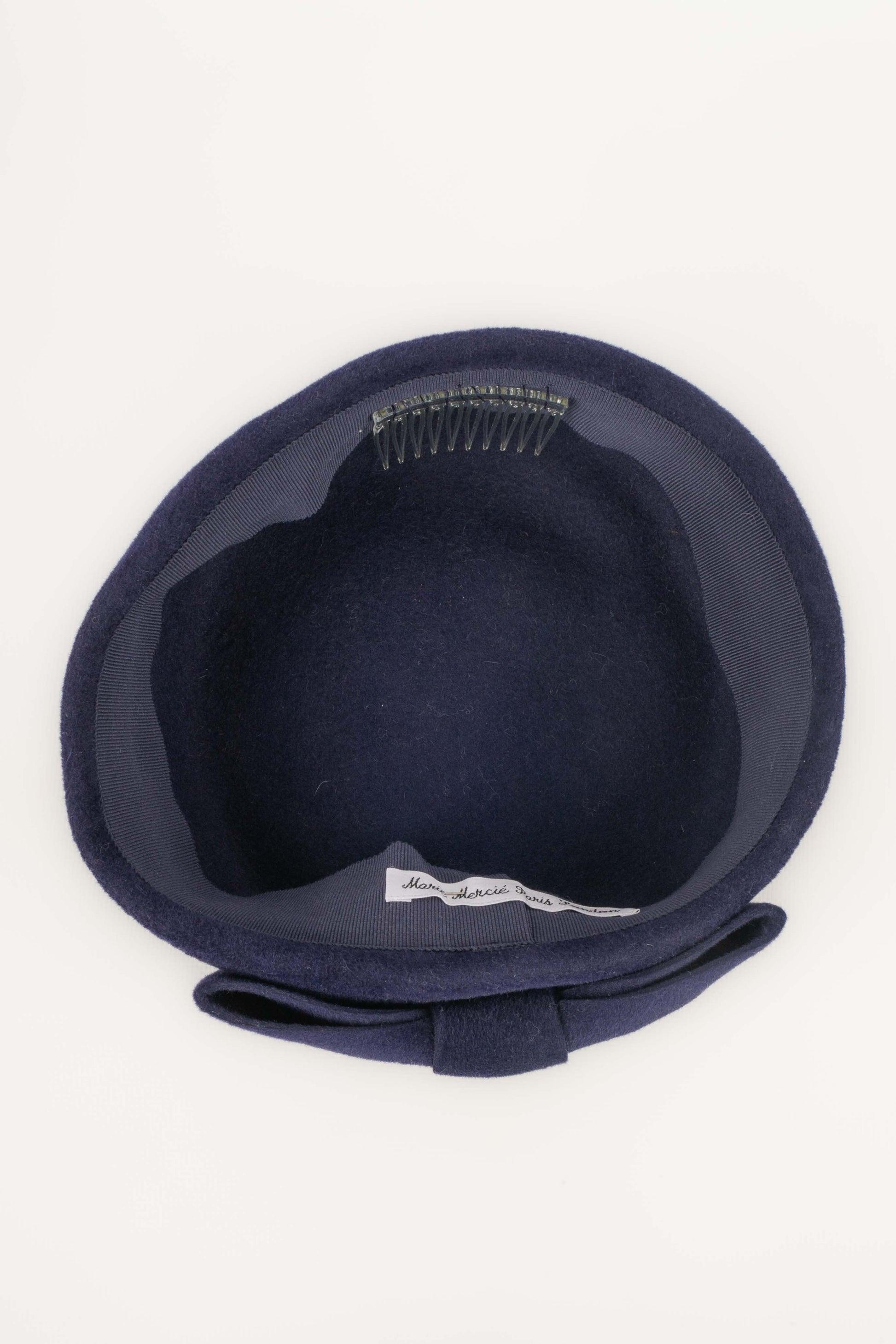 Marie Mercié Navy-Blue Moleskin Hat For Sale 3