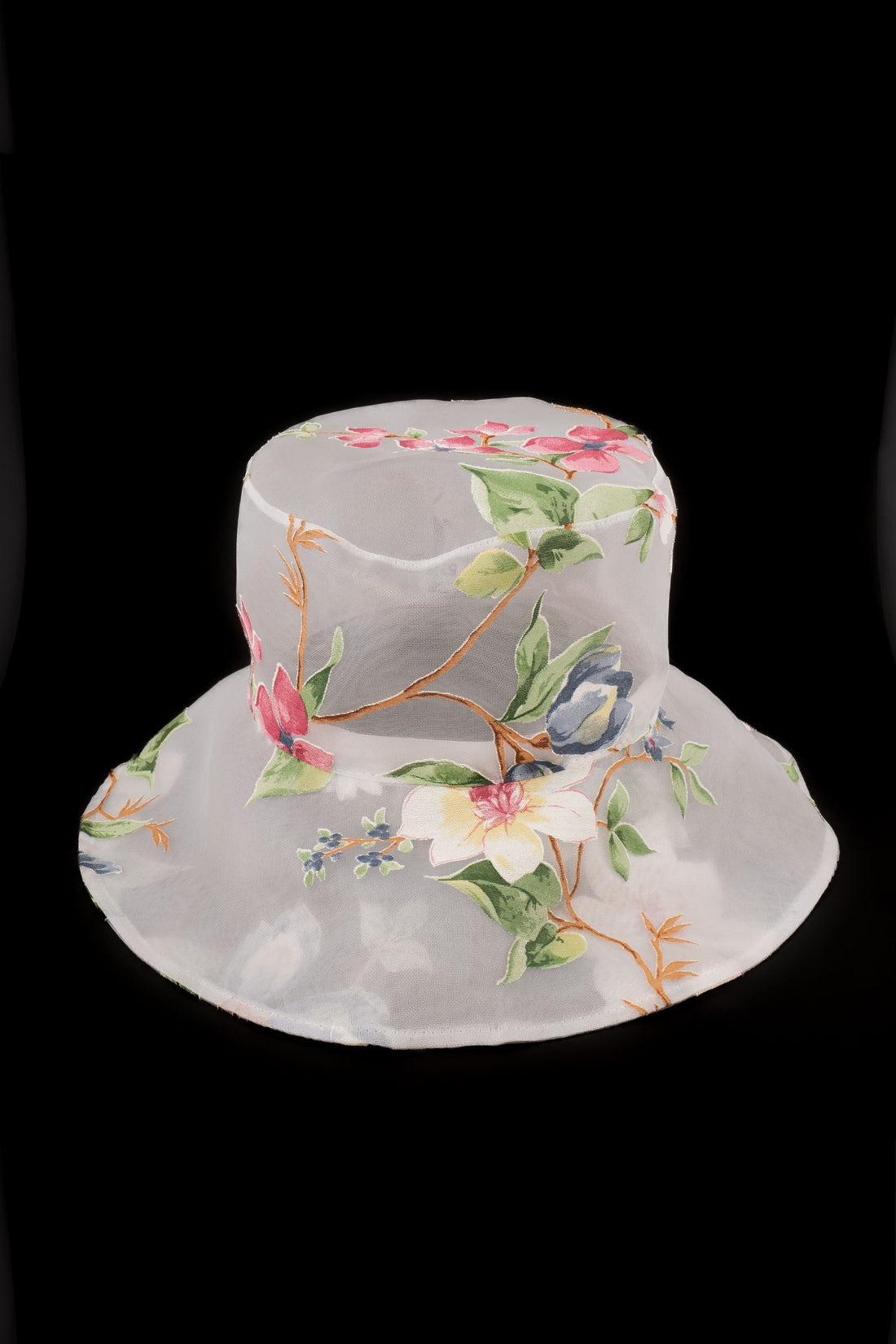 Gray Marie Mercié White Organdie Flower Hat For Sale