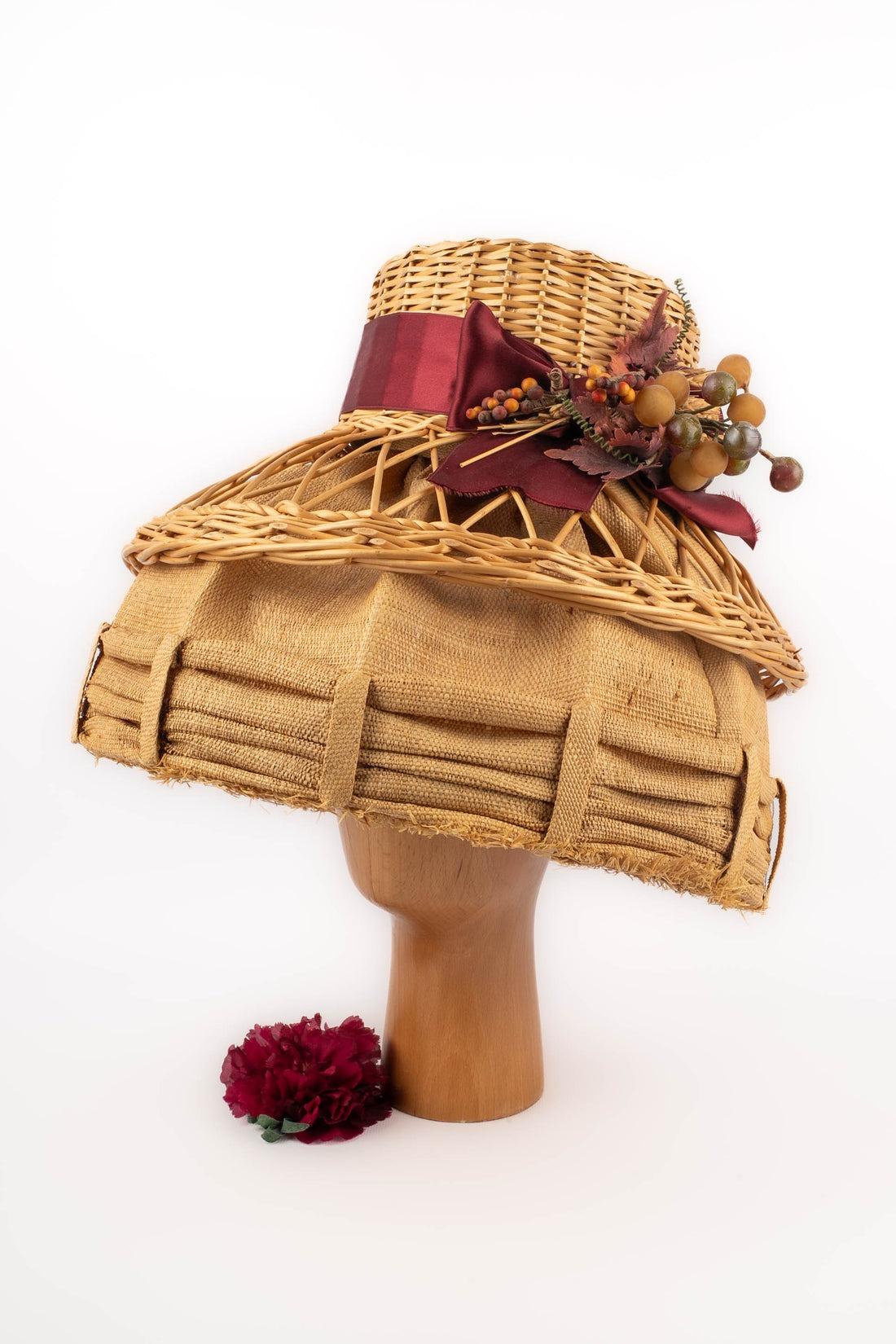Cappello di paglia e vimini Marie Mercié in vendita 4