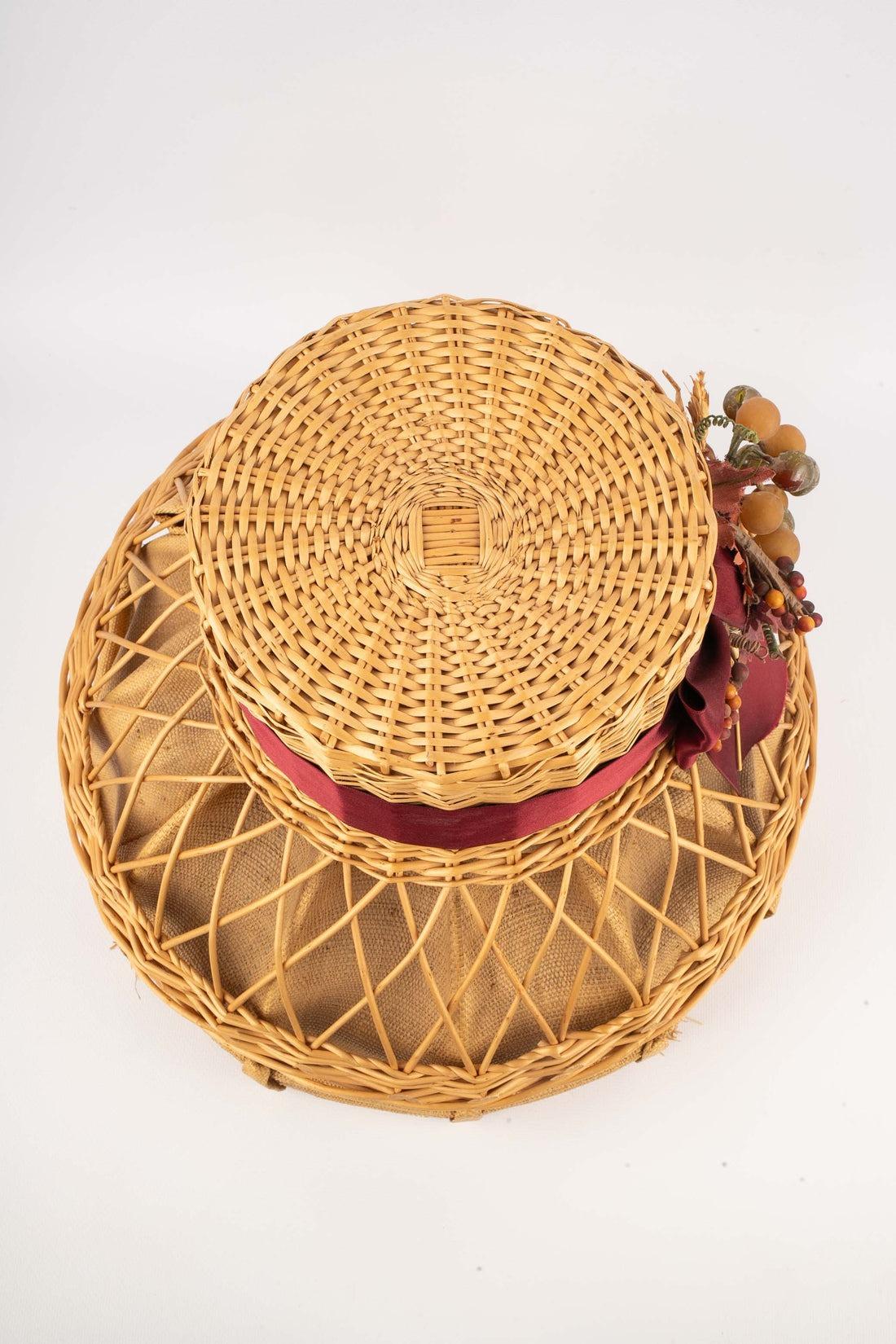 Cappello di paglia e vimini Marie Mercié in vendita 1