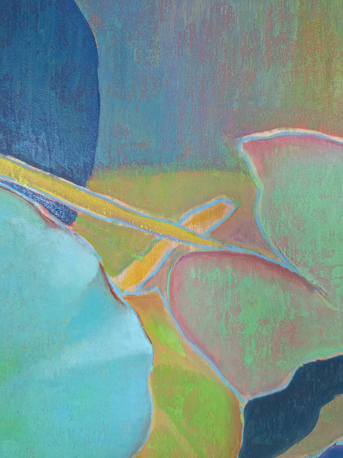 Arte contemporáneo francés de M.-P. Autonne - La Valse des Nénuphars - Still-Life Painting Azul de Marie-Pierre Autonne