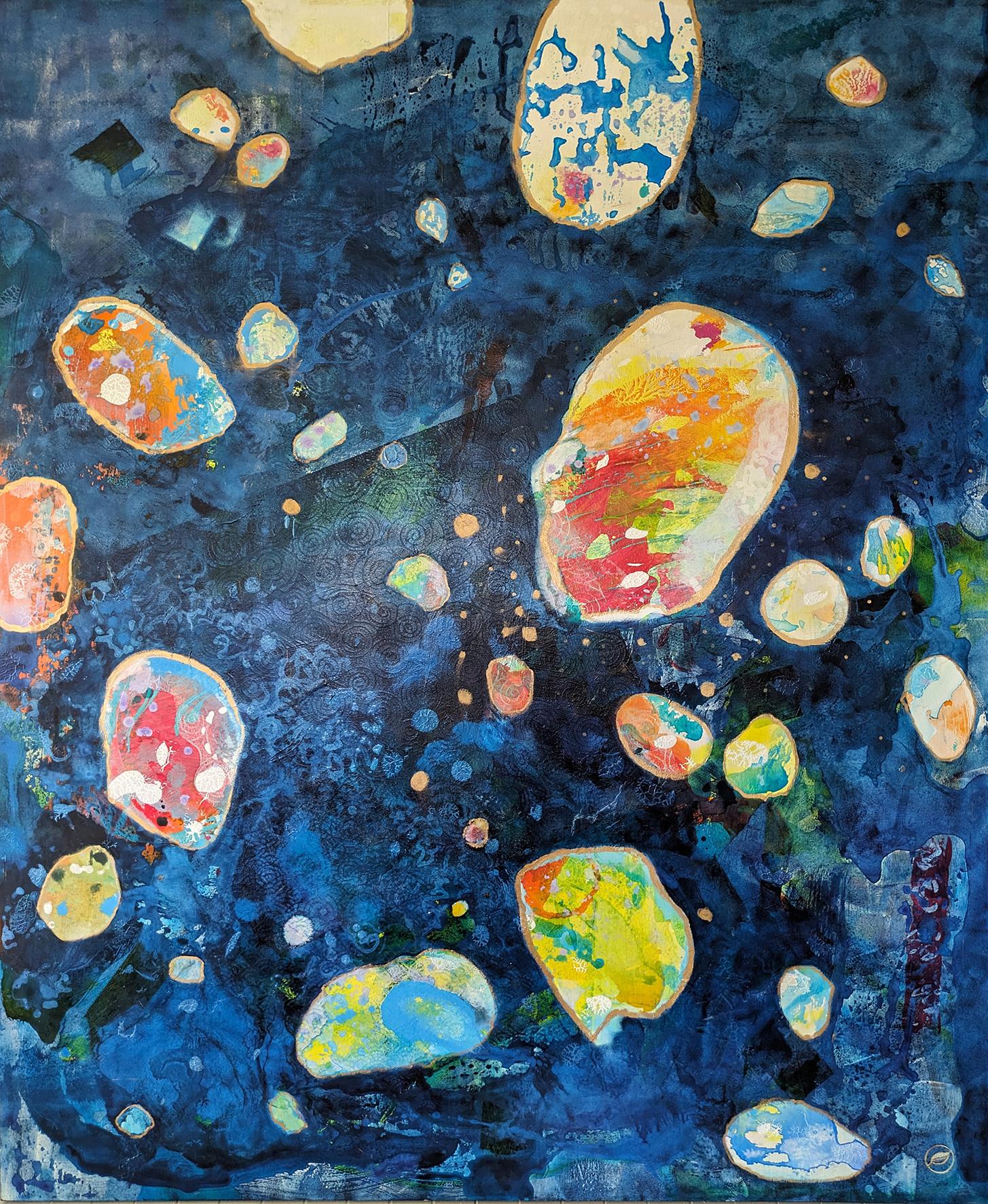 Arte contemporanea francese di M.-P. Autonne - Le Bal des Asteroides - Painting di Marie-Pierre Autonne