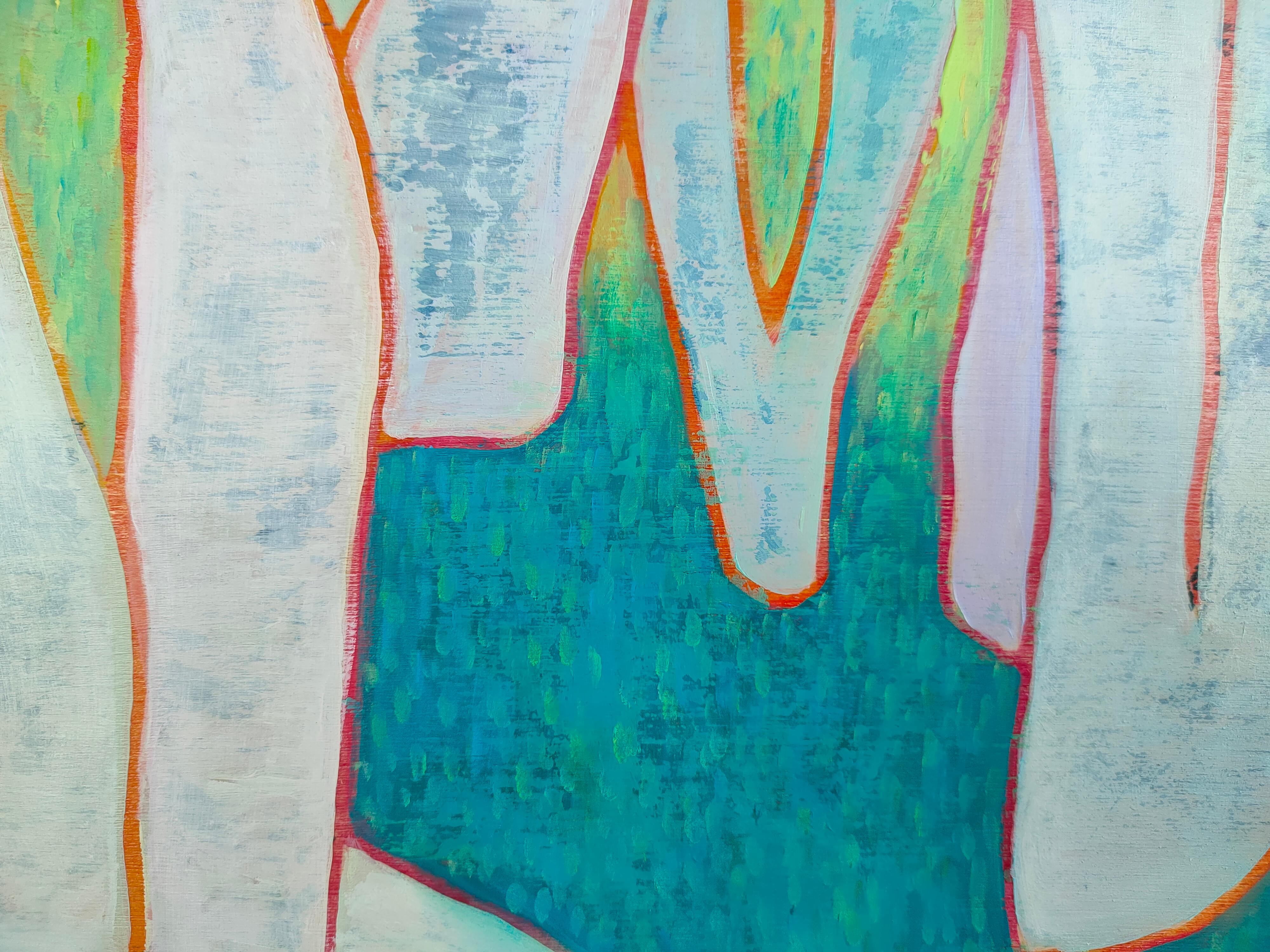 Arte contemporanea francese di M.-P. Autonne - Le Blanc des Bouleaux - Figurative Painting Grigio di Marie-Pierre Autonne