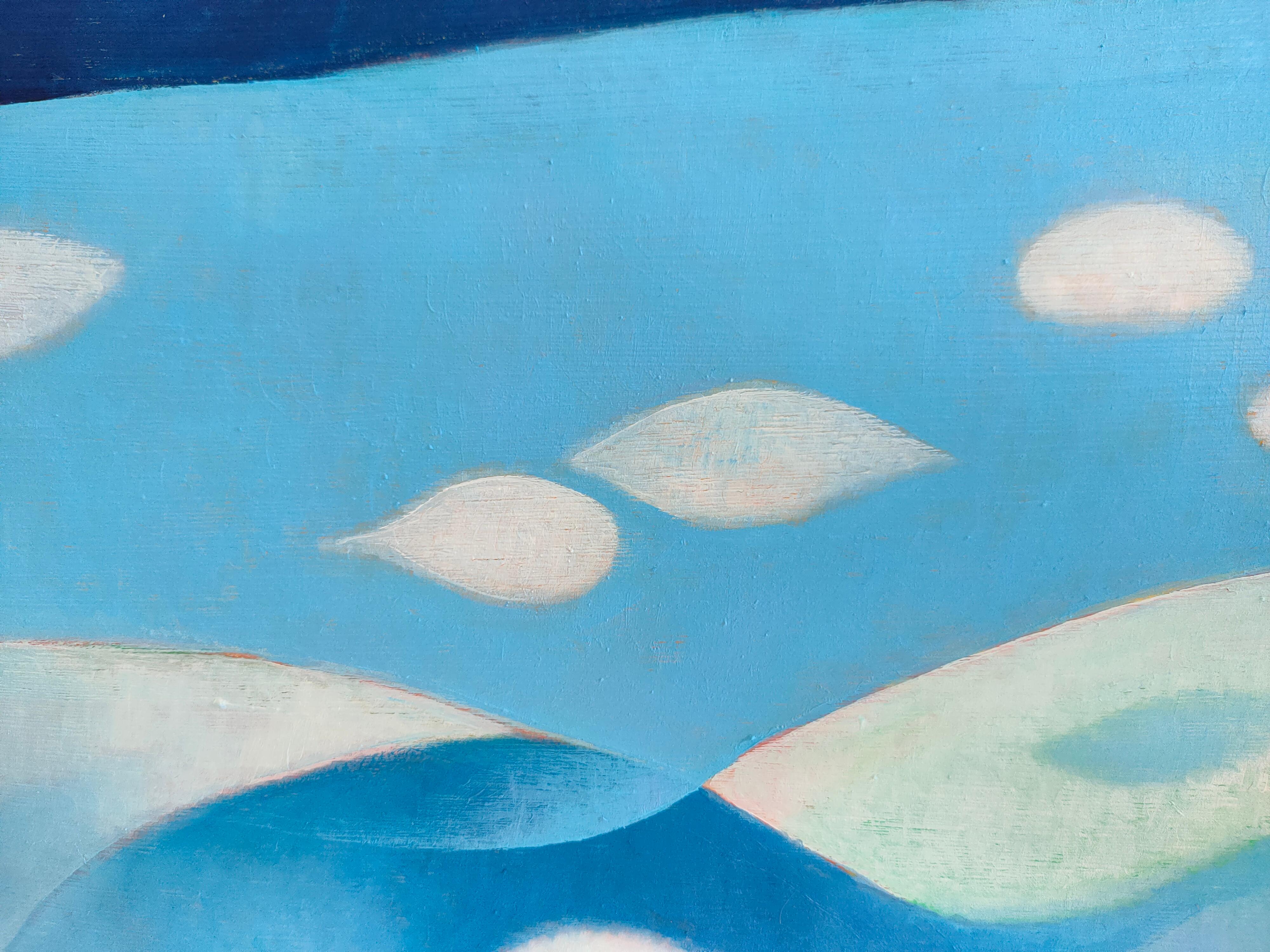 Arte contemporanea francese di M.-P. Autonne - Il blu degli orizzonti - Figurative Painting Blu di Marie-Pierre Autonne