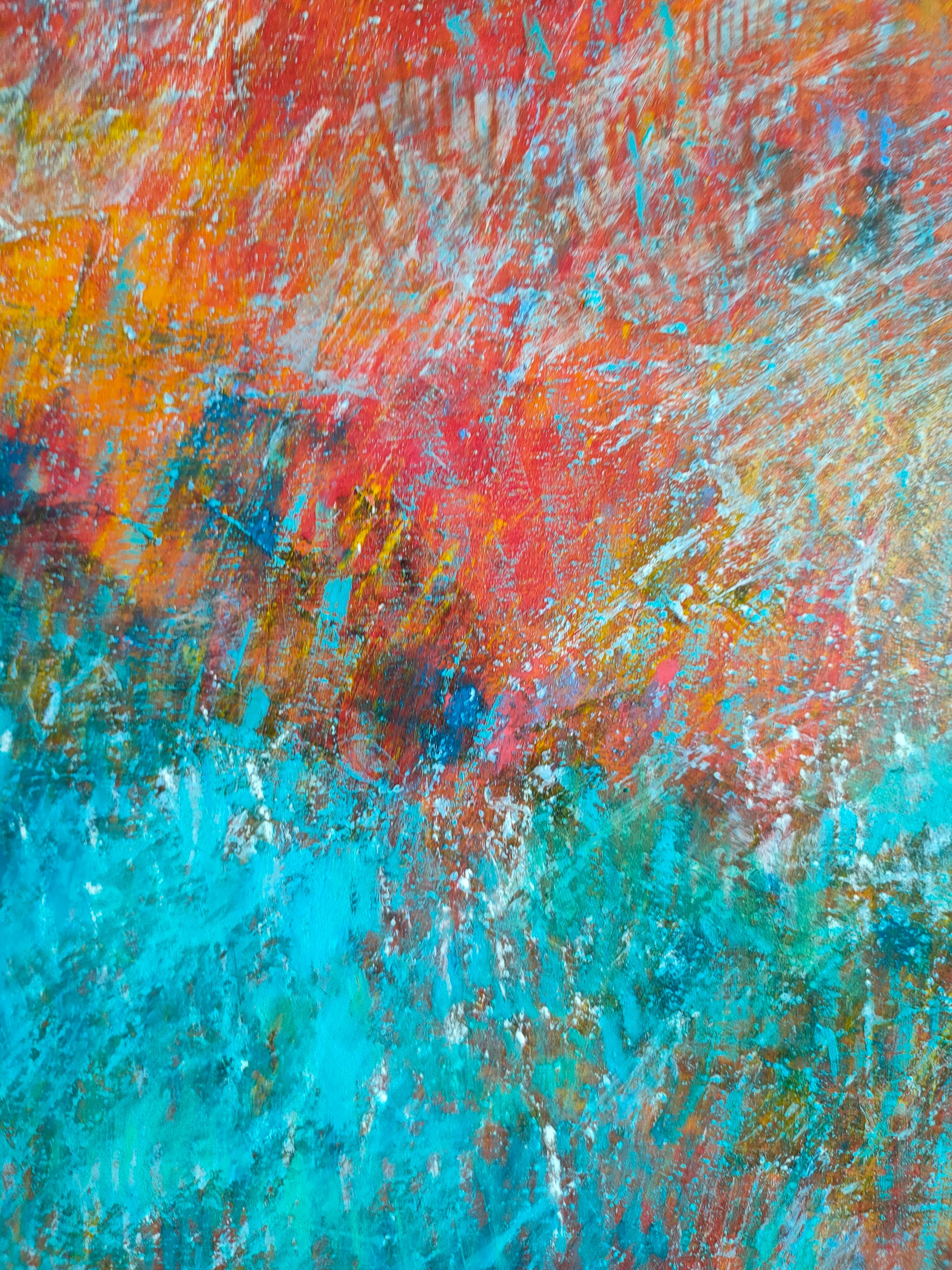 Arte contemporanea francese di M.-P. Autonne - Les Moissons Bleues - Abstract Painting Marrone di Marie-Pierre Autonne