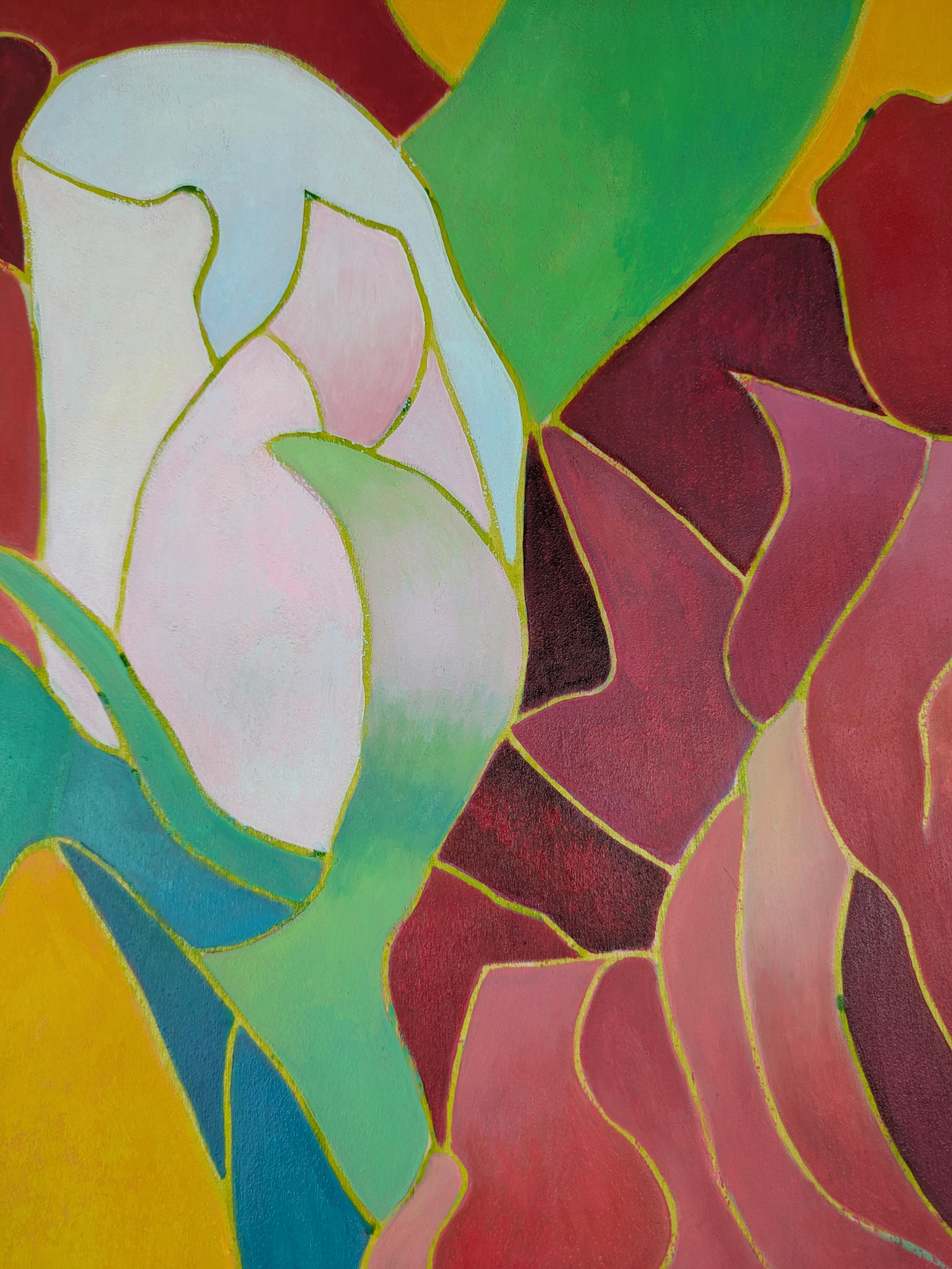 Arte contemporáneo francés de M.-P. Autonne - Les Roses des Pivoines - Painting de Marie-Pierre Autonne