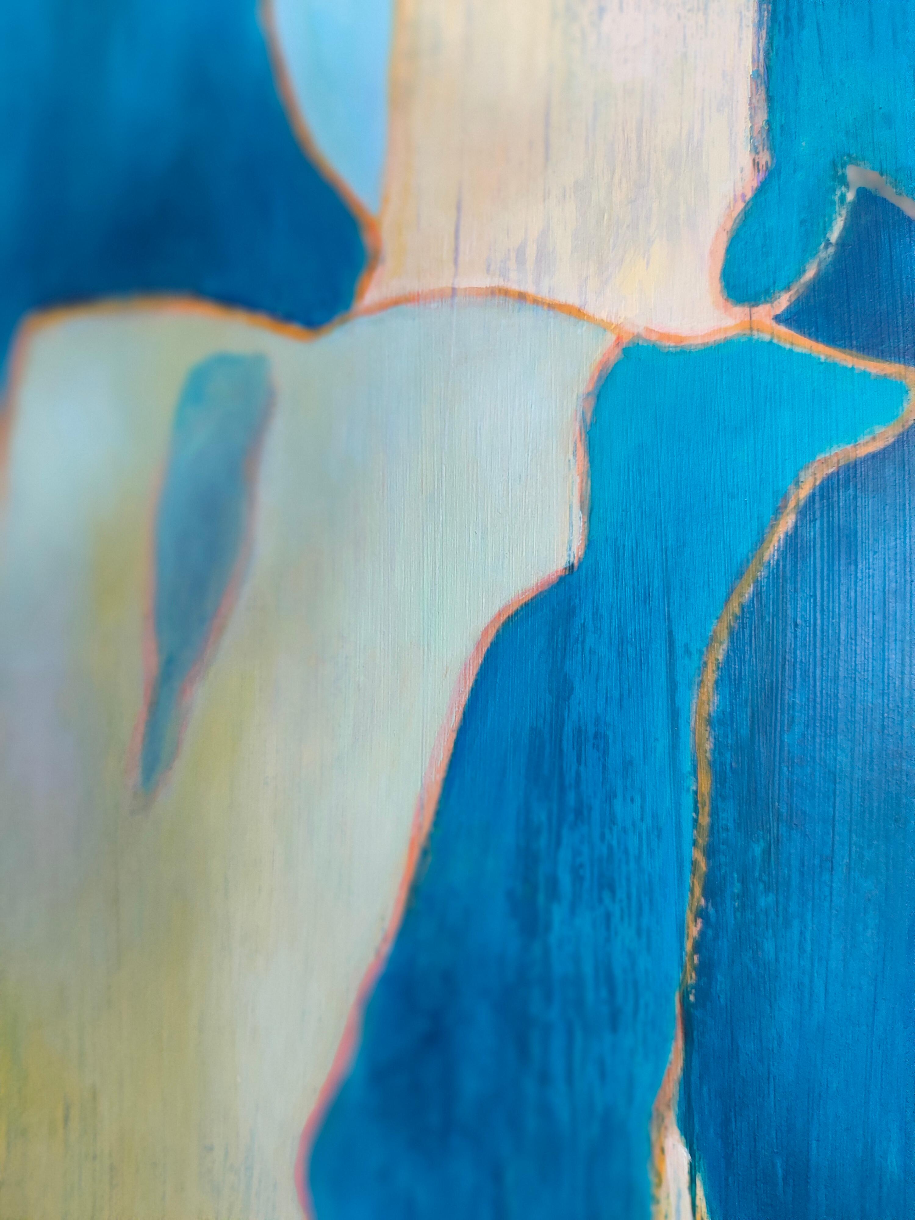 Arte contemporáneo francés de M.-P. Autonne - Les Sentinelles de St Malo 1 - Figurative Painting Azul de Marie-Pierre Autonne