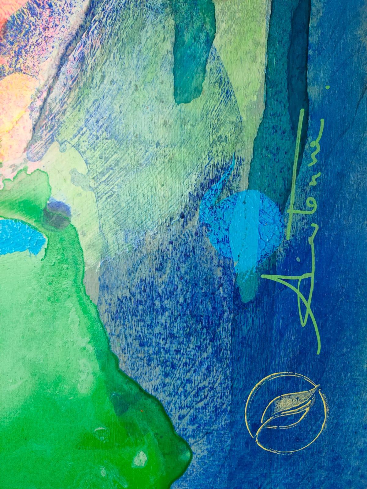 Zeitgenössische zeitgenössische Kunst von M.-P. Autonne - Rencontre dans le Bleu (Blau), Figurative Painting, von Marie-Pierre Autonne