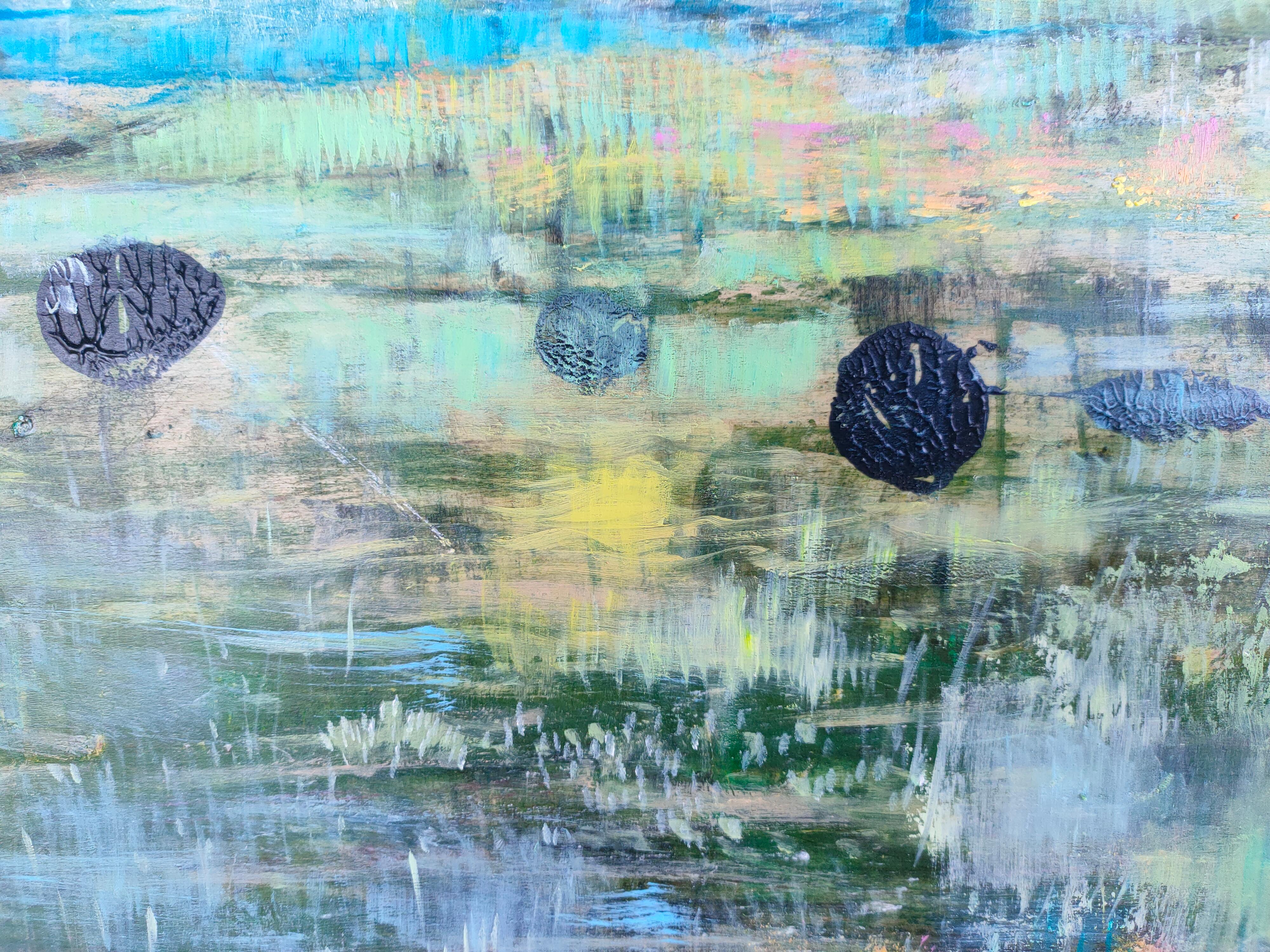 Arte contemporáneo francés de M.-P. Autonne - Temps Incertain - Landscape Painting Azul de Marie-Pierre Autonne