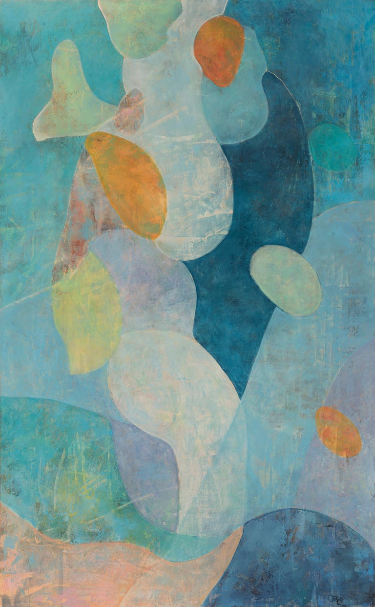 Lynne Fernie, Persistence of Blue - bold, vibrant, gestural abstraction,  acrylic on canvas (2019), Available for Sale