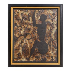“Indigene I” Modern Abstract Neutral Toned Mixed Media Figure Painting