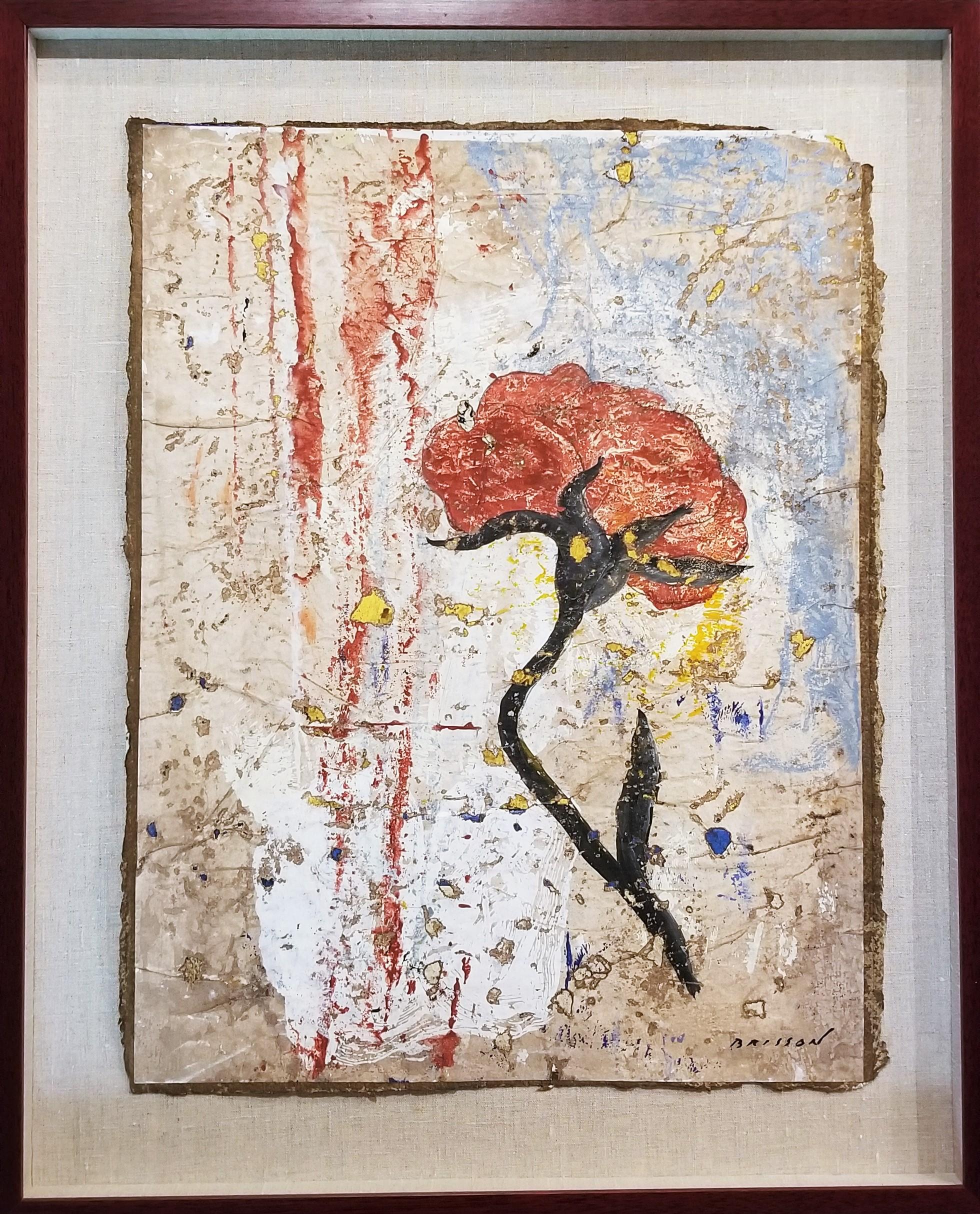 Red Flower II - Painting by Pierre Marie Brisson