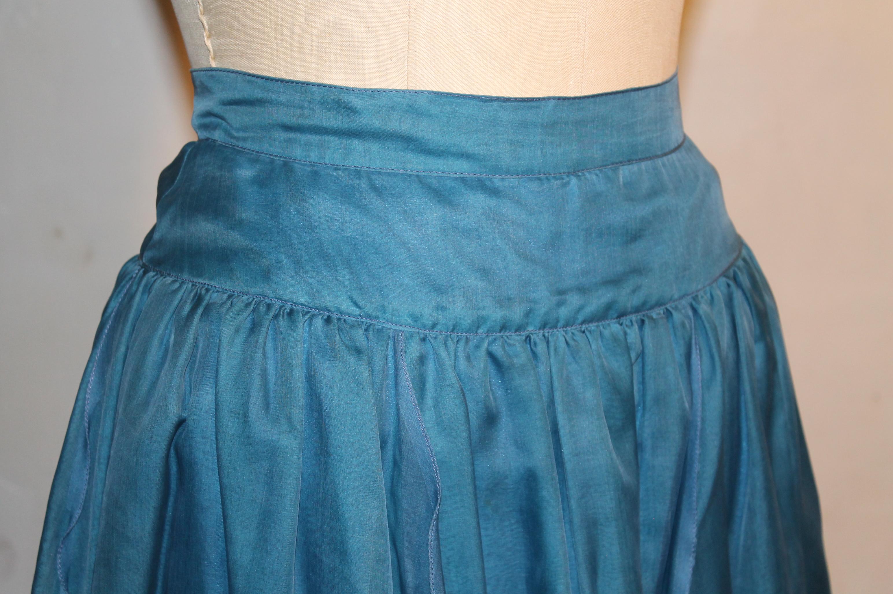 Marie Pierre Tattarachi Blue Silk Skirt Made in France In Excellent Condition For Sale In Sharon, CT