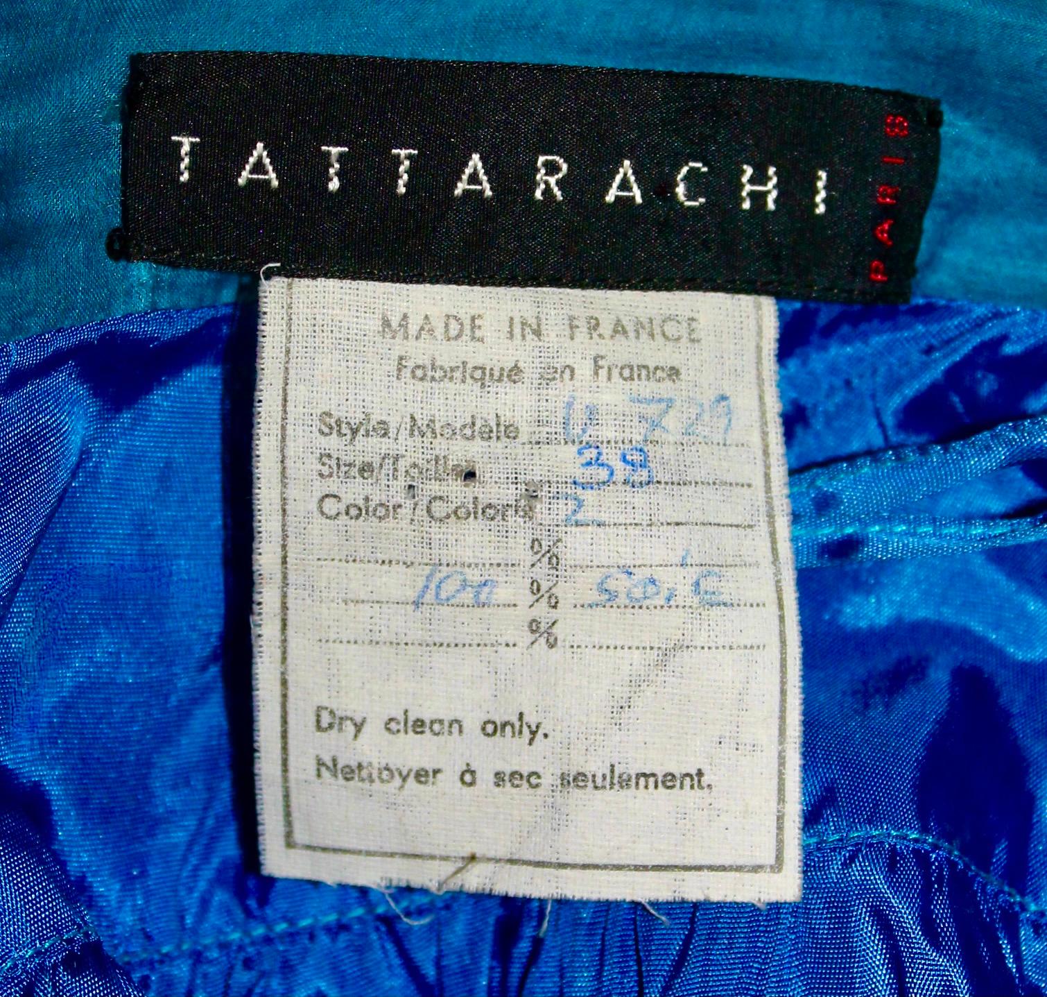 Marie Pierre Tattarachi Blue Silk Skirt Made in France For Sale 3