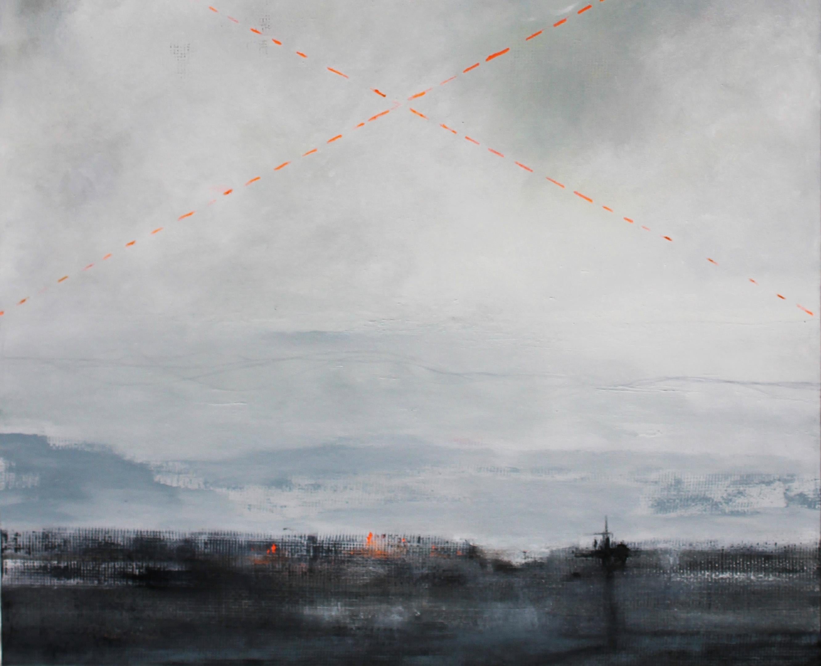 Danger  Art contemporain figuratif Paysage Artiste canadien Moody - Expressionnisme abstrait Painting par Marie Rioux