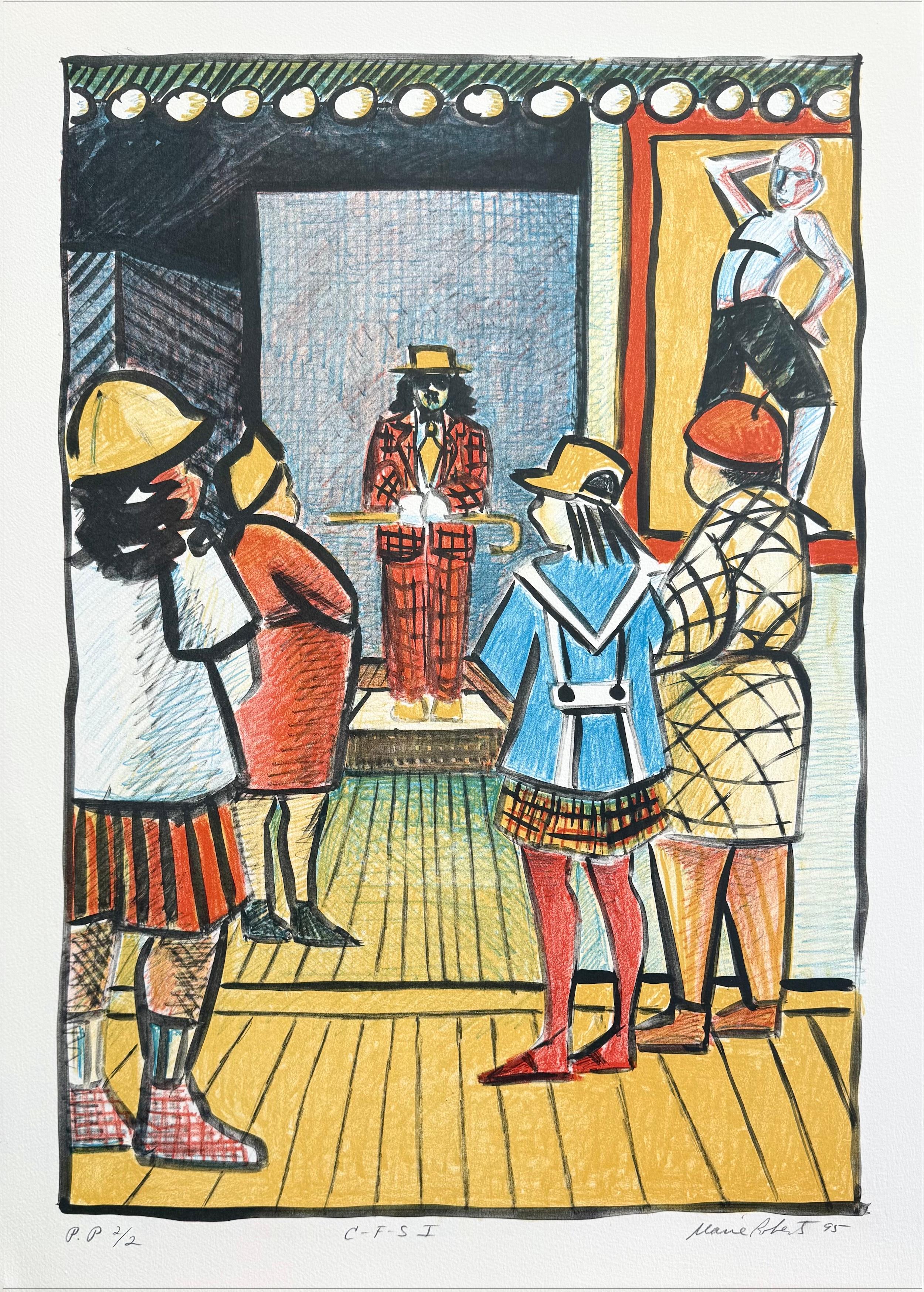 C F S I, Signed Lithograph, Coney Island, Comic Character Figures