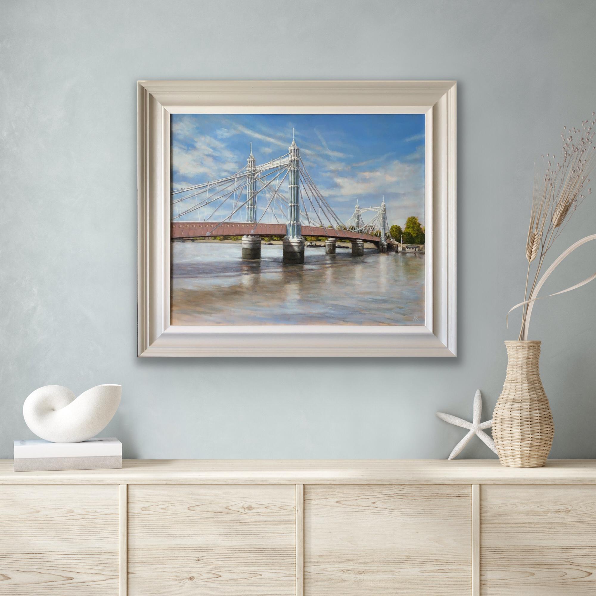 Albert Bridge, Incoming Tide, by Marie Robinson, Landscape painting, Original For Sale 7