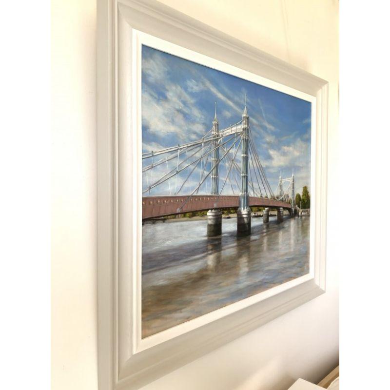 Albert Bridge, Incoming Tide, by Marie Robinson, Landscape painting, Original For Sale 1
