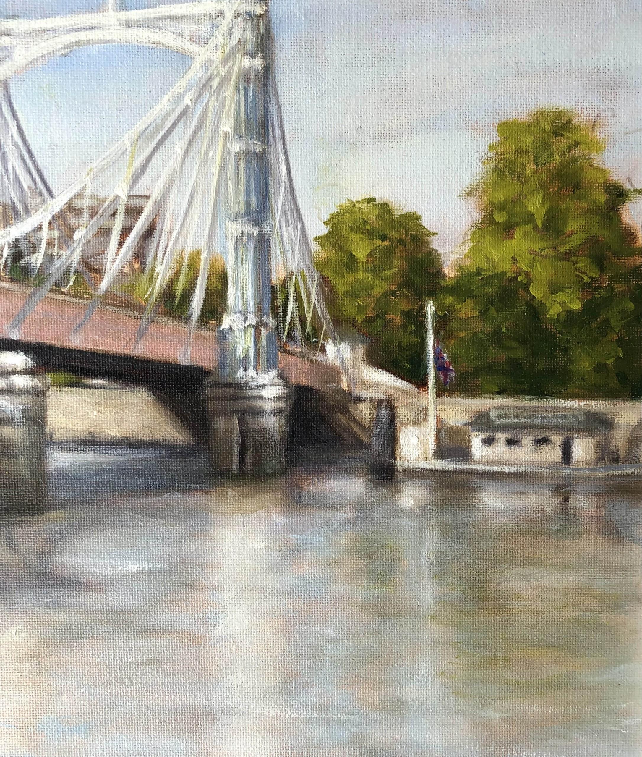 Albert Bridge, Incoming Tide, by Marie Robinson, Landscape painting, Original For Sale 2