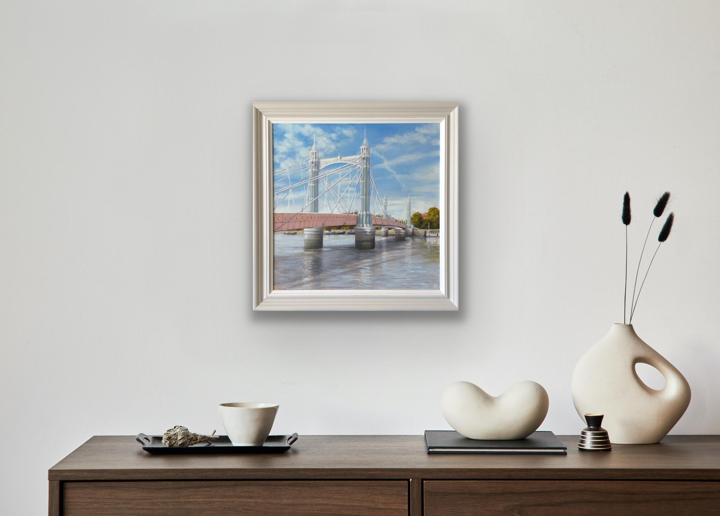 Albert Bridge, Incoming Tide, by Marie Robinson, Landscape painting, Original For Sale 5