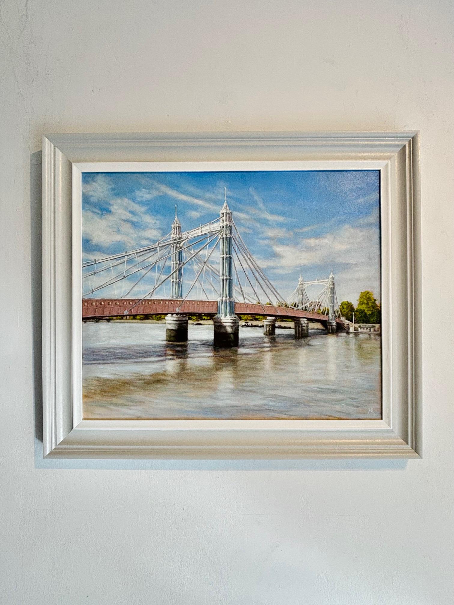 Puente Albert, Marea entrante- pintura al óleo realismo original- arte contemporáneo - Painting Contemporáneo de Marie Robinson