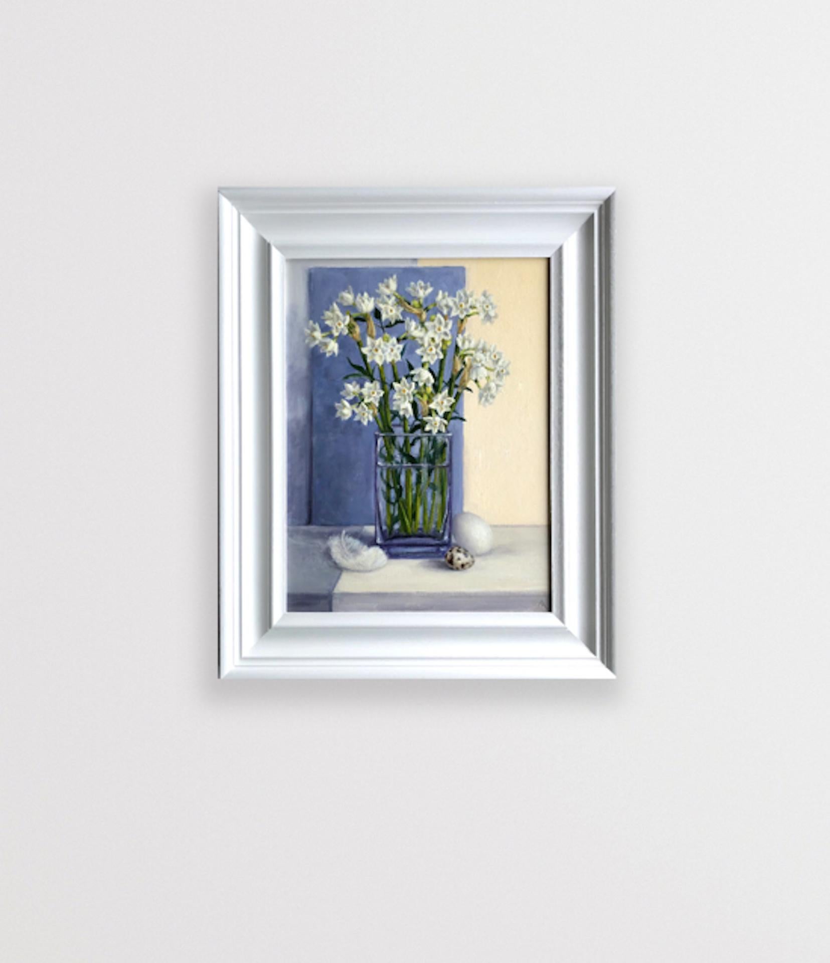 paperwhites in glass vase