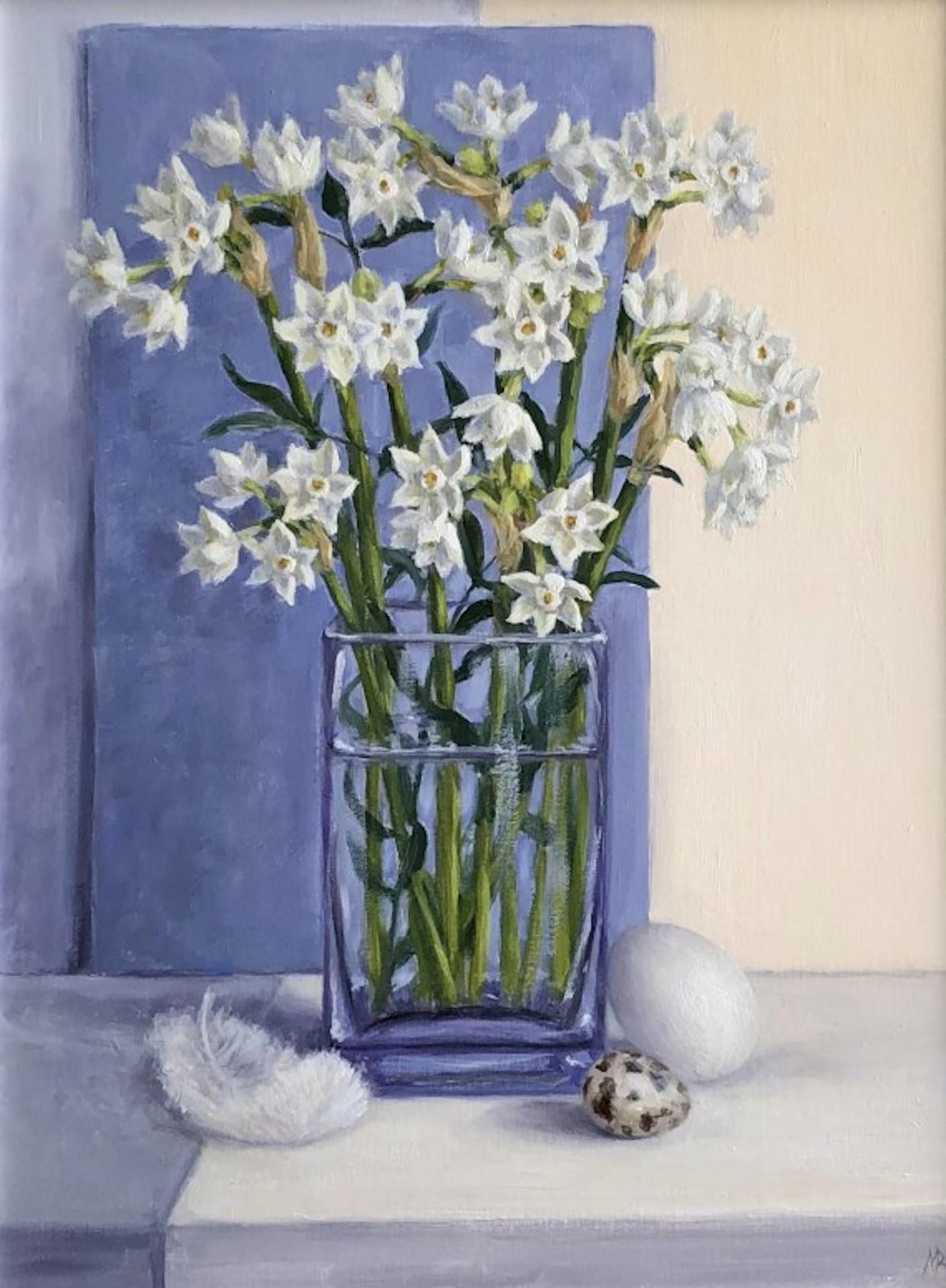 Marie Robinson, Paper Whites , Original Still Life Painting, Affordable Art