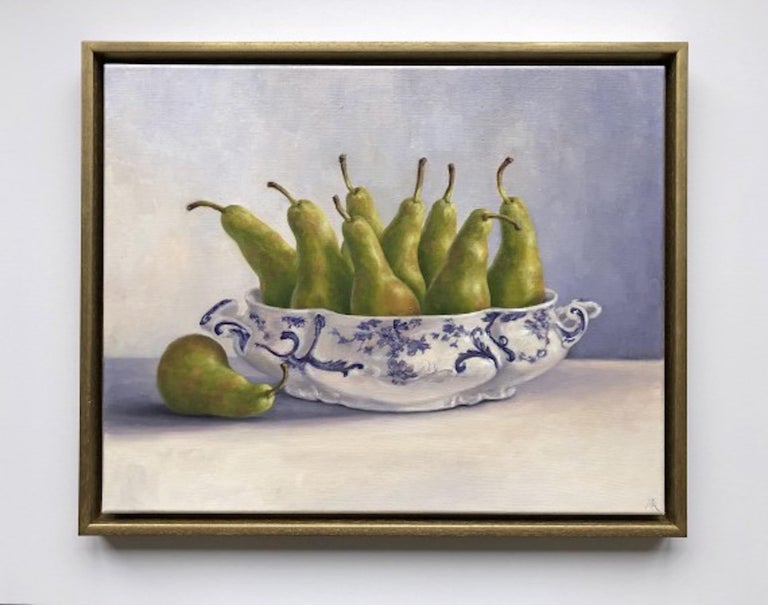 Marie Robinson, Pear Overboard, Still Life Art, Original Painting For Sale 2