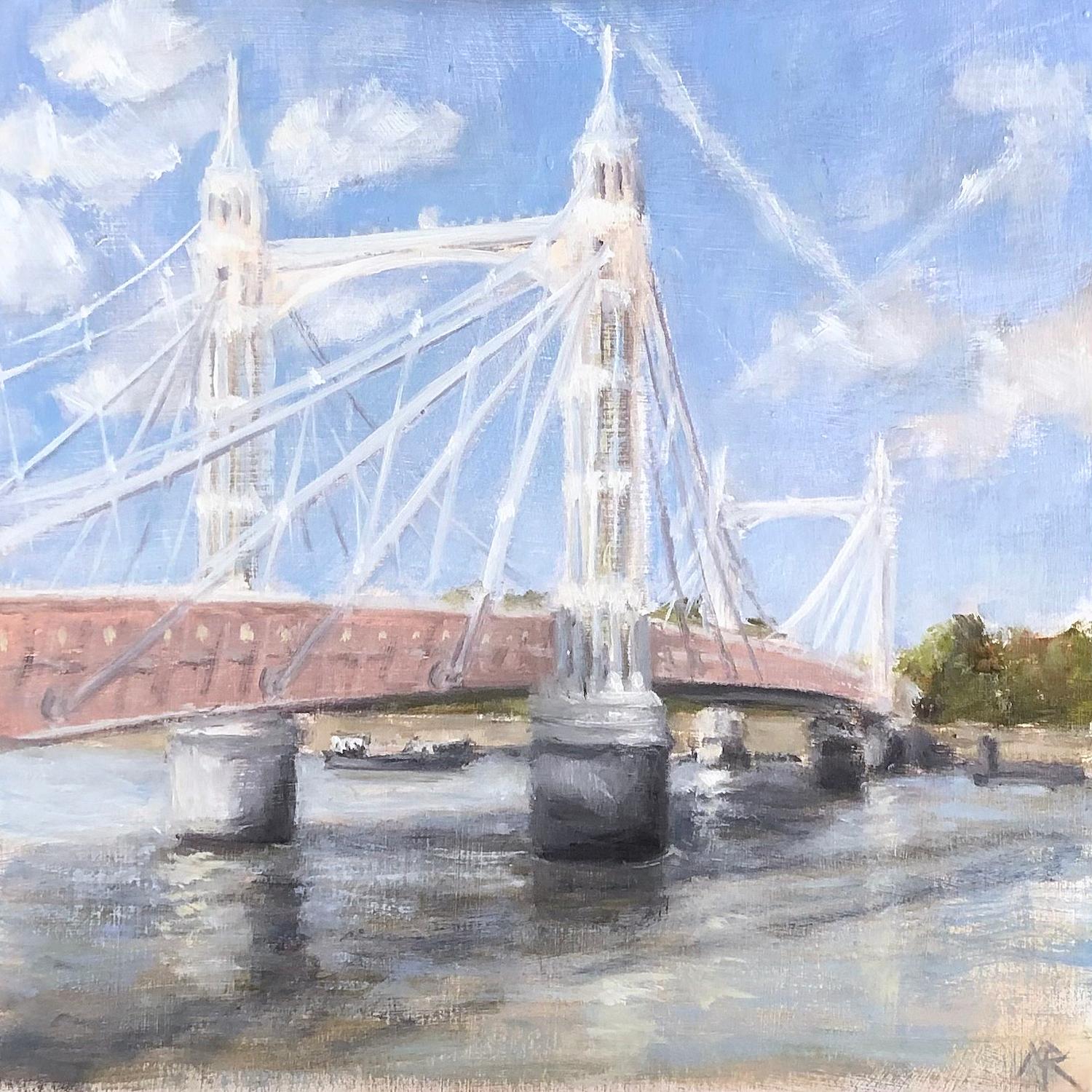 Marie Robinson, September Day, Albert Bridge, London Art, Architecture Painting