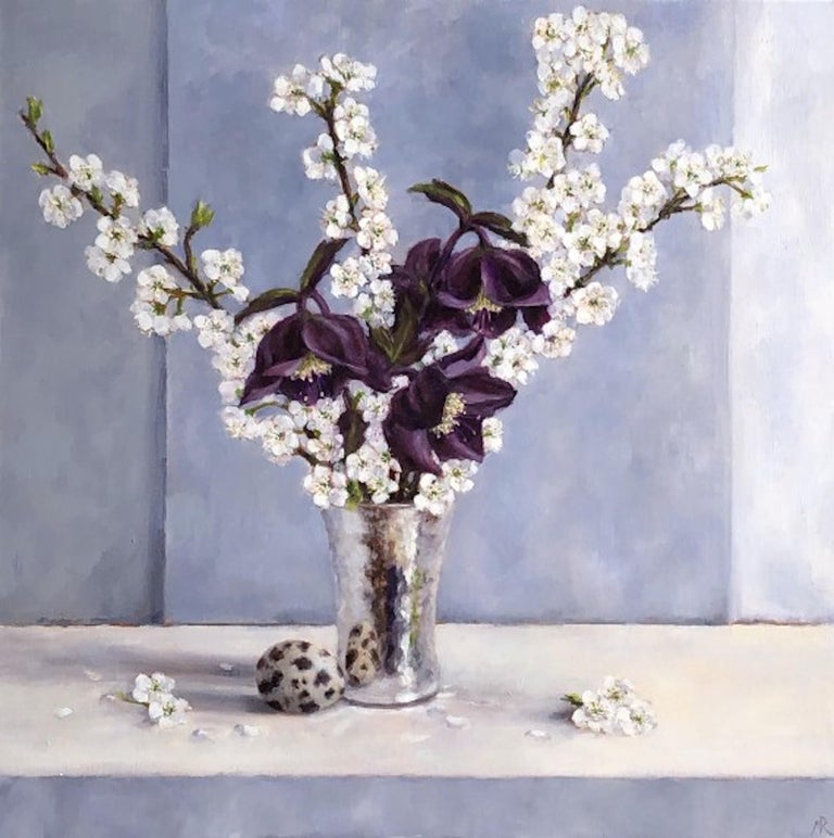 Marie Robinson, Spring Harmony, Original Still Life Painting, Affordable Art - Gray Interior Painting by Marie Robinson