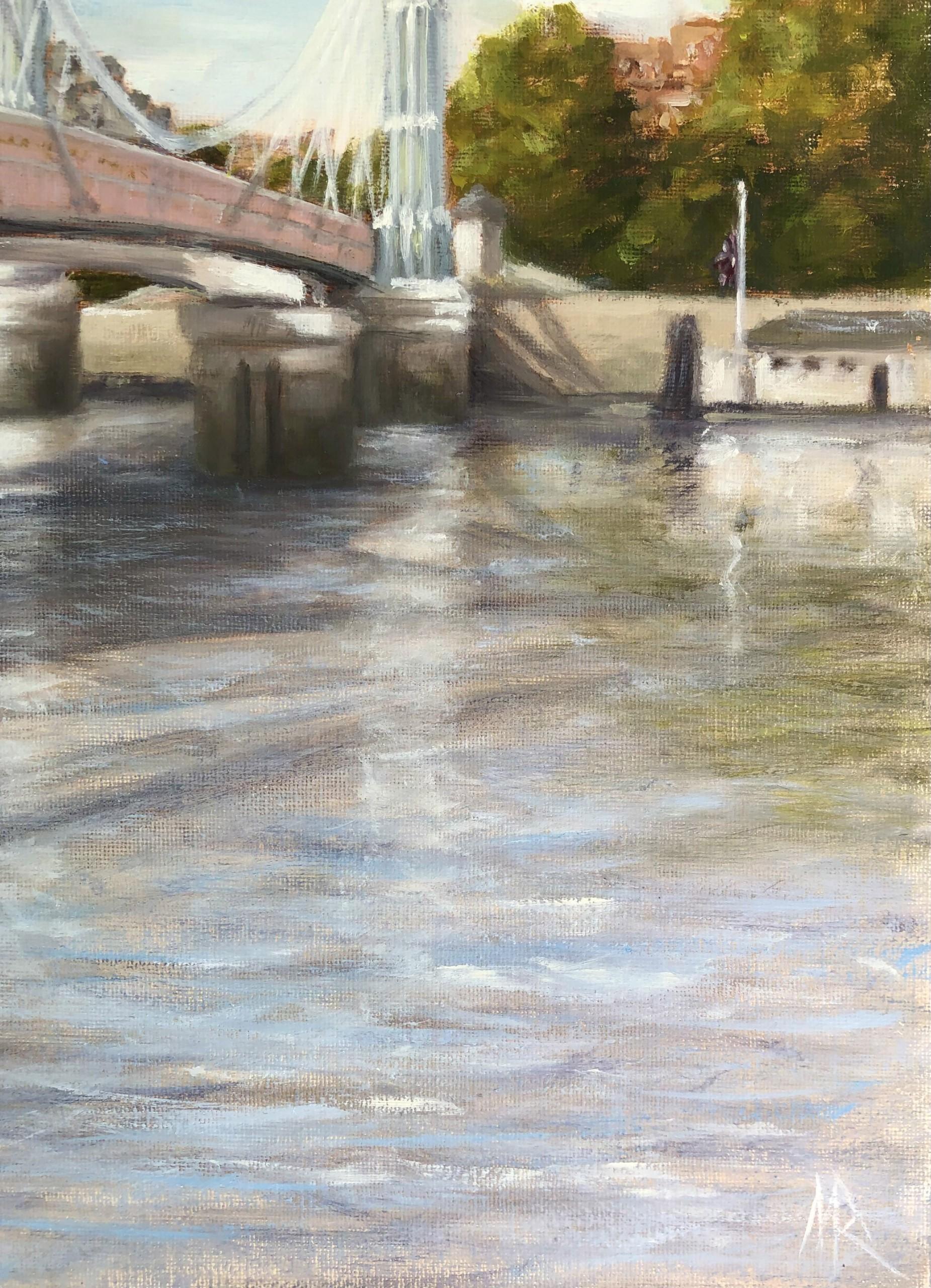 September Light, peinture de paysage du pont Albert par Marie Robinson, 2022 en vente 5