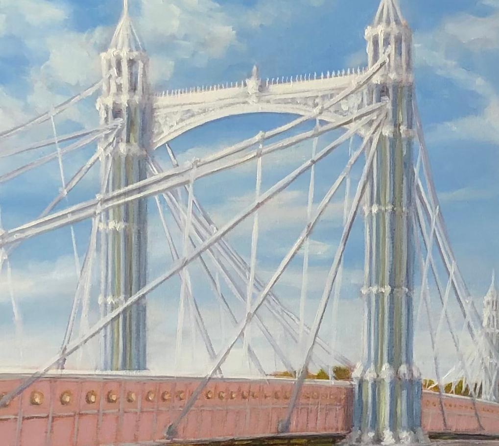 September Light, peinture de paysage du pont Albert par Marie Robinson, 2022 en vente 6
