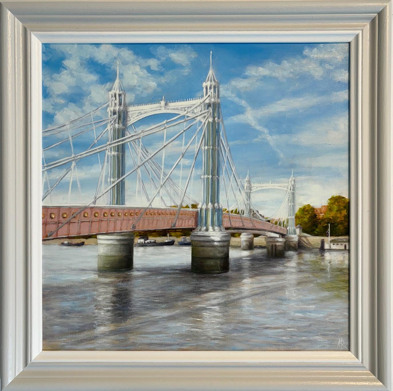 Landscape Painting de Marie Robinson - Septiembre Light, Albert Bridge-pintura al óleo de realismo original-arte contemporáneo