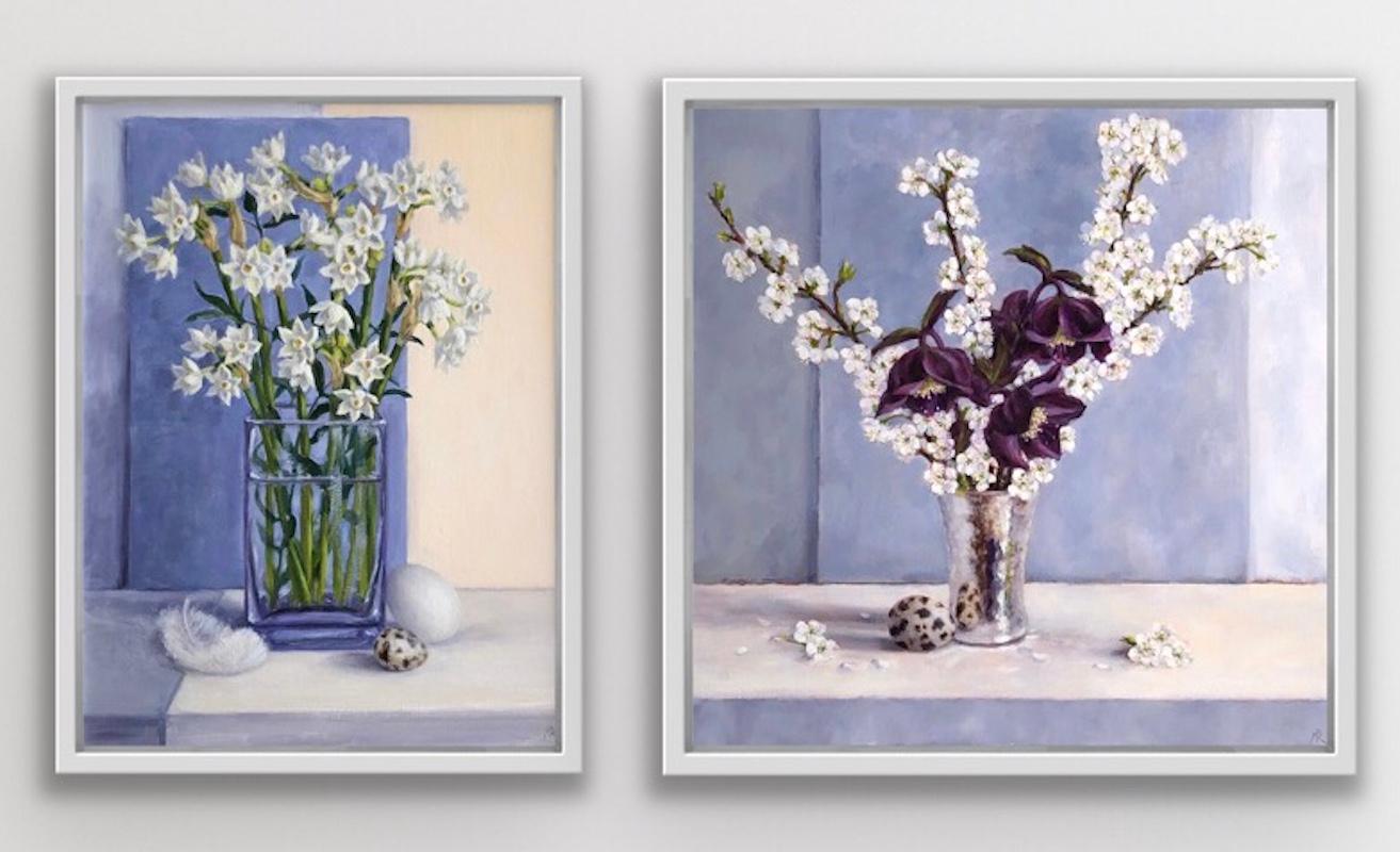 Marie Robinson Still-Life Painting - Spring Harmony and Paper Whites Diptych