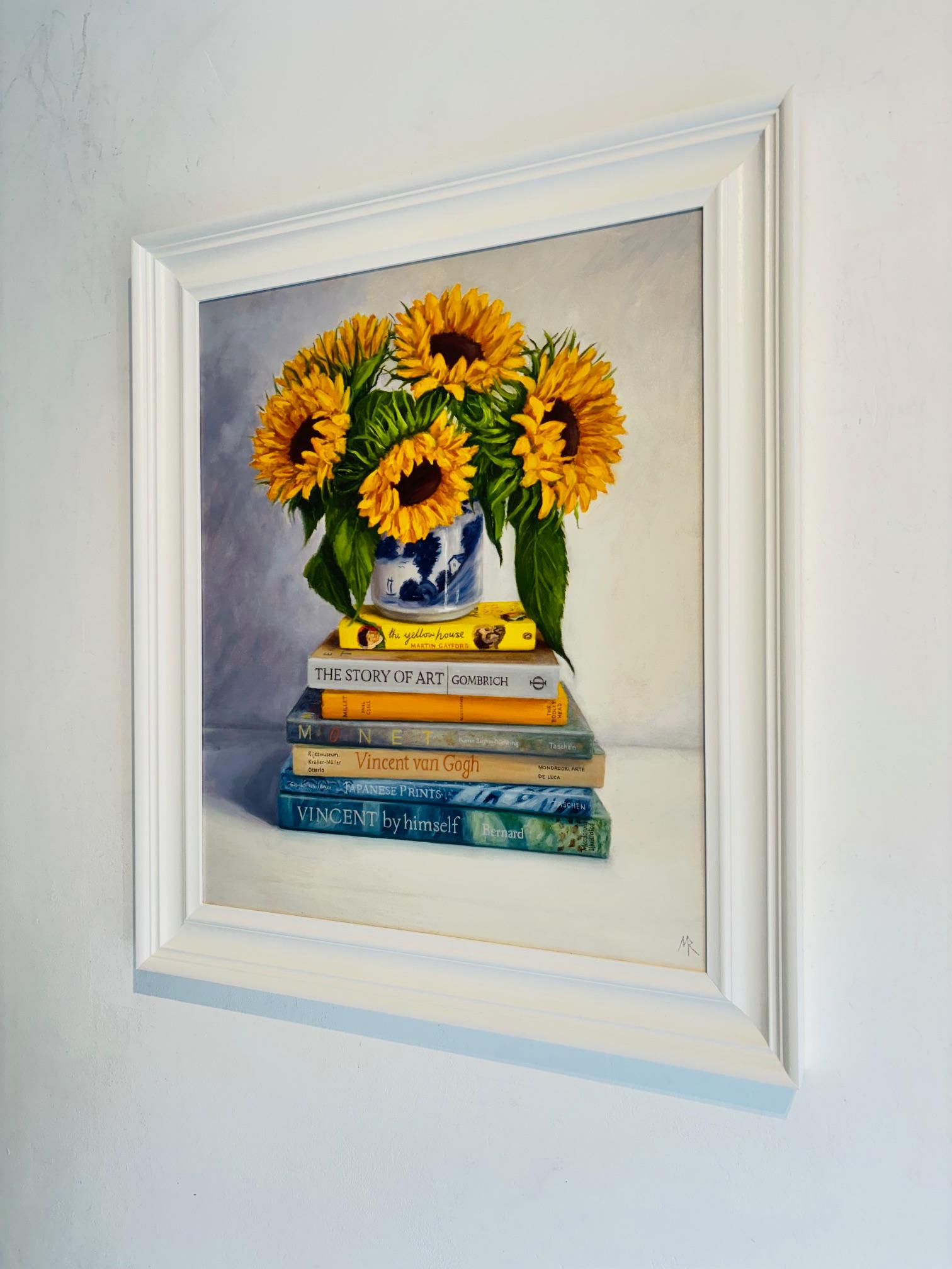 Tournesols - peinture à l'huile de fleurs, nature morte, réalisme - art contemporain - Contemporain Painting par Marie Robinson