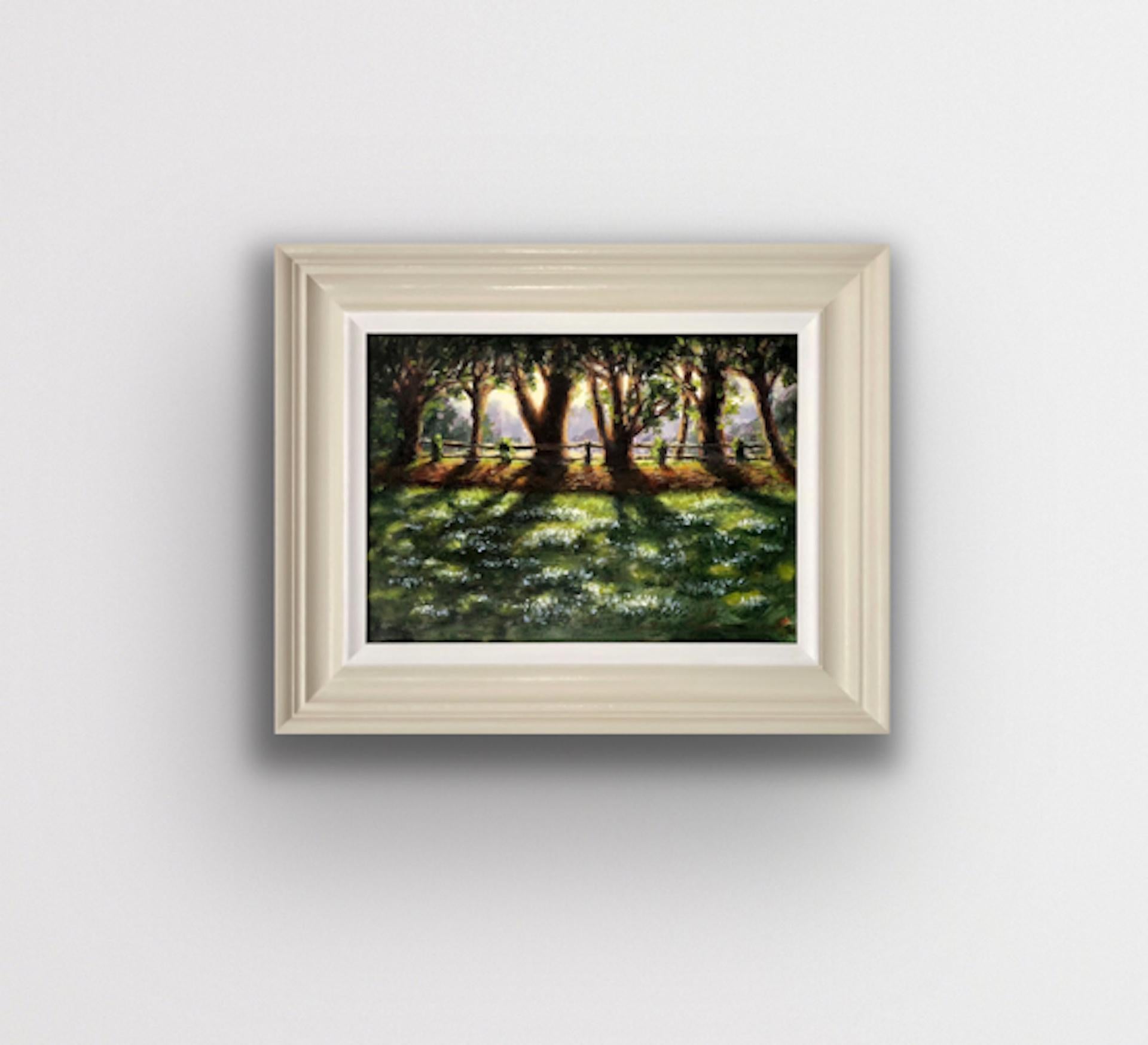 Sunlit Snowdrops, Swyncombe, Original Landscape Painting, Traditional Artwork For Sale 1