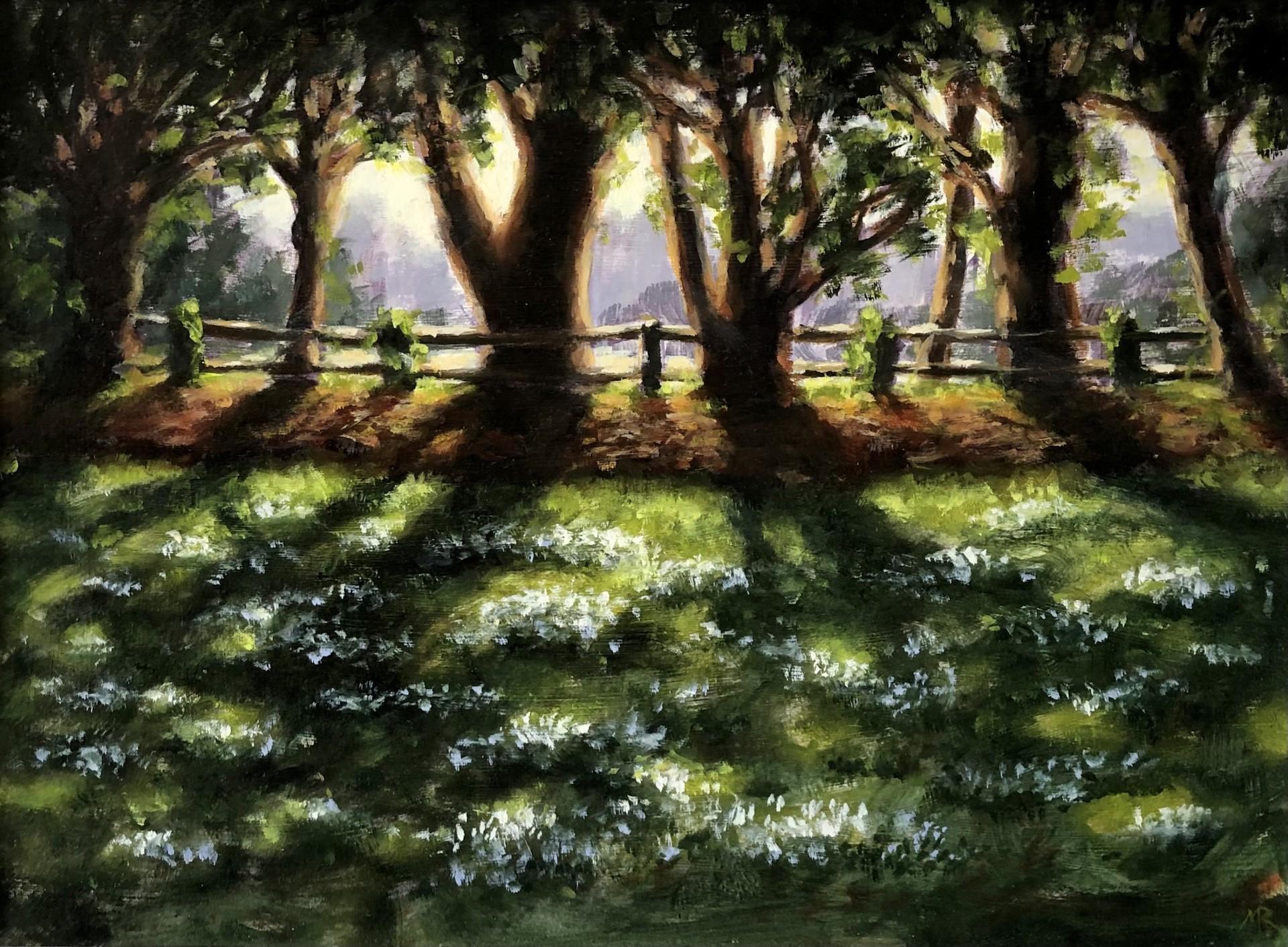 Marie Robinson Interior Painting - Sunlit Snowdrops, Swyncombe, Original Landscape Painting, Traditional Artwork